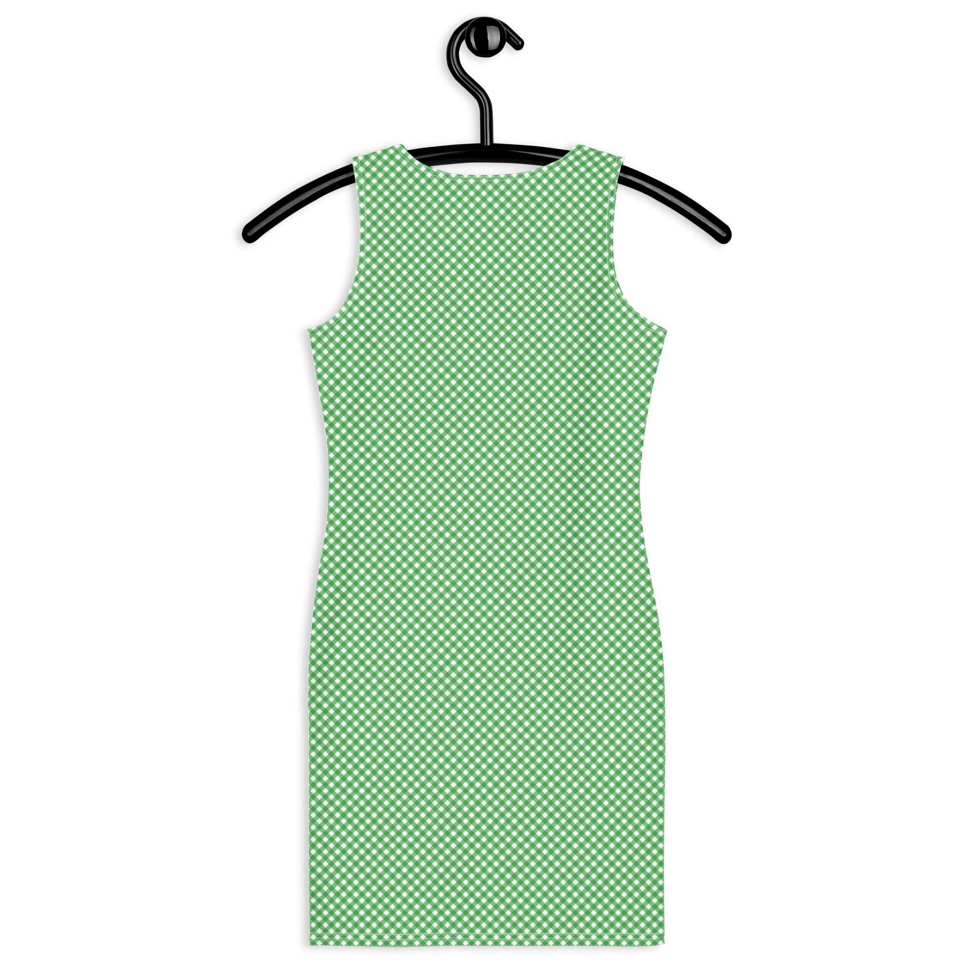 Lime Green and White Gingham Plaid Bodycon Dress