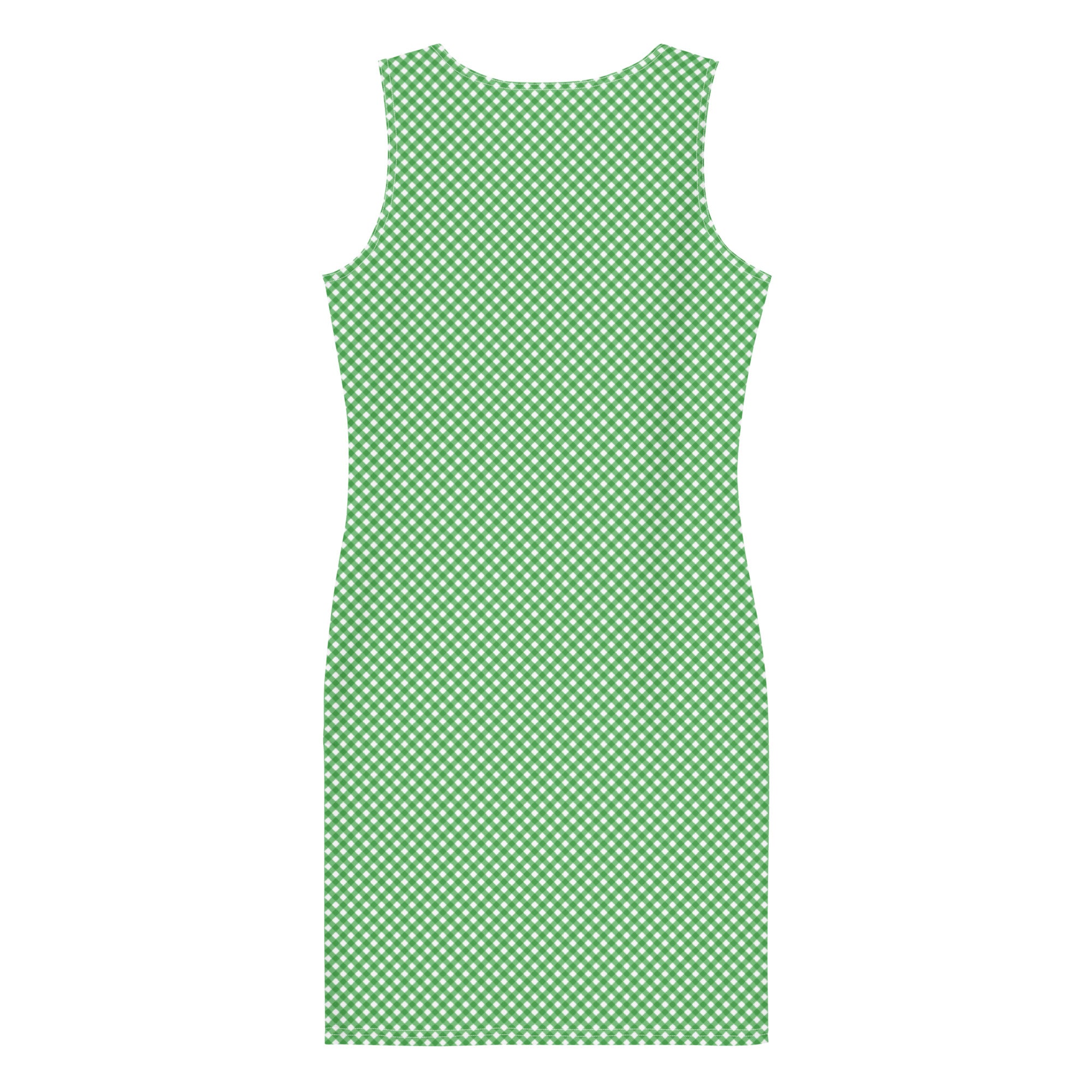 Lime Green and White Gingham Plaid Bodycon Dress