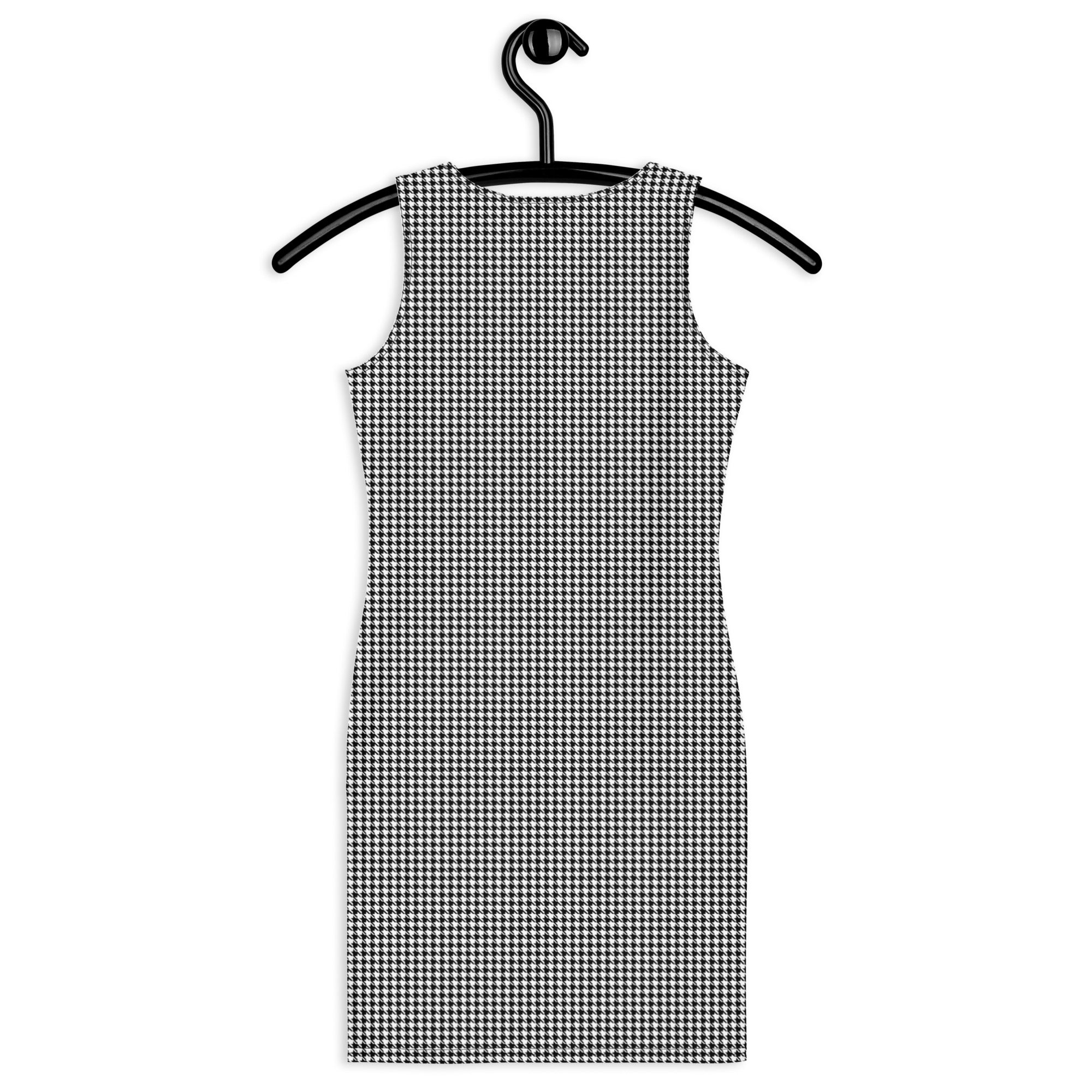 Vintage Black and White Houndstooth Bodycon Dress