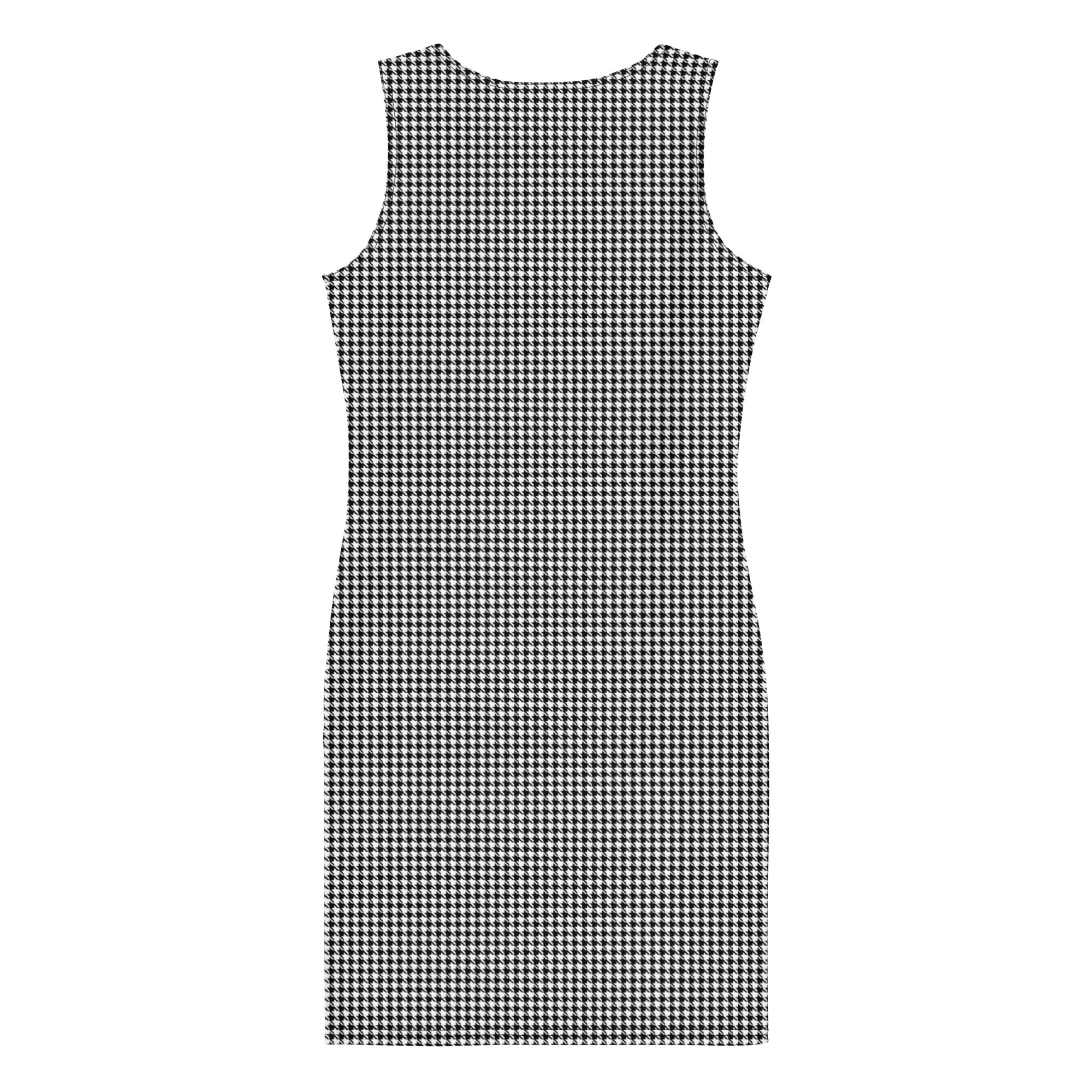Vintage Black and White Houndstooth Bodycon Dress