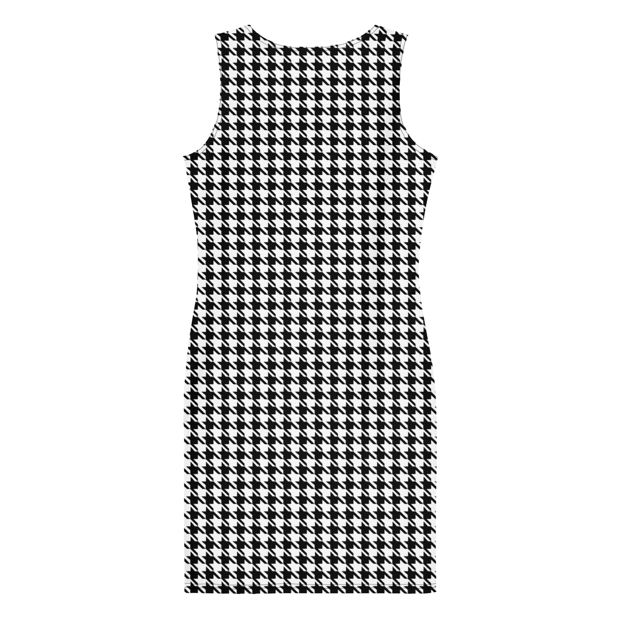Large Black Houndstooth Pattern Bodycon Dress
