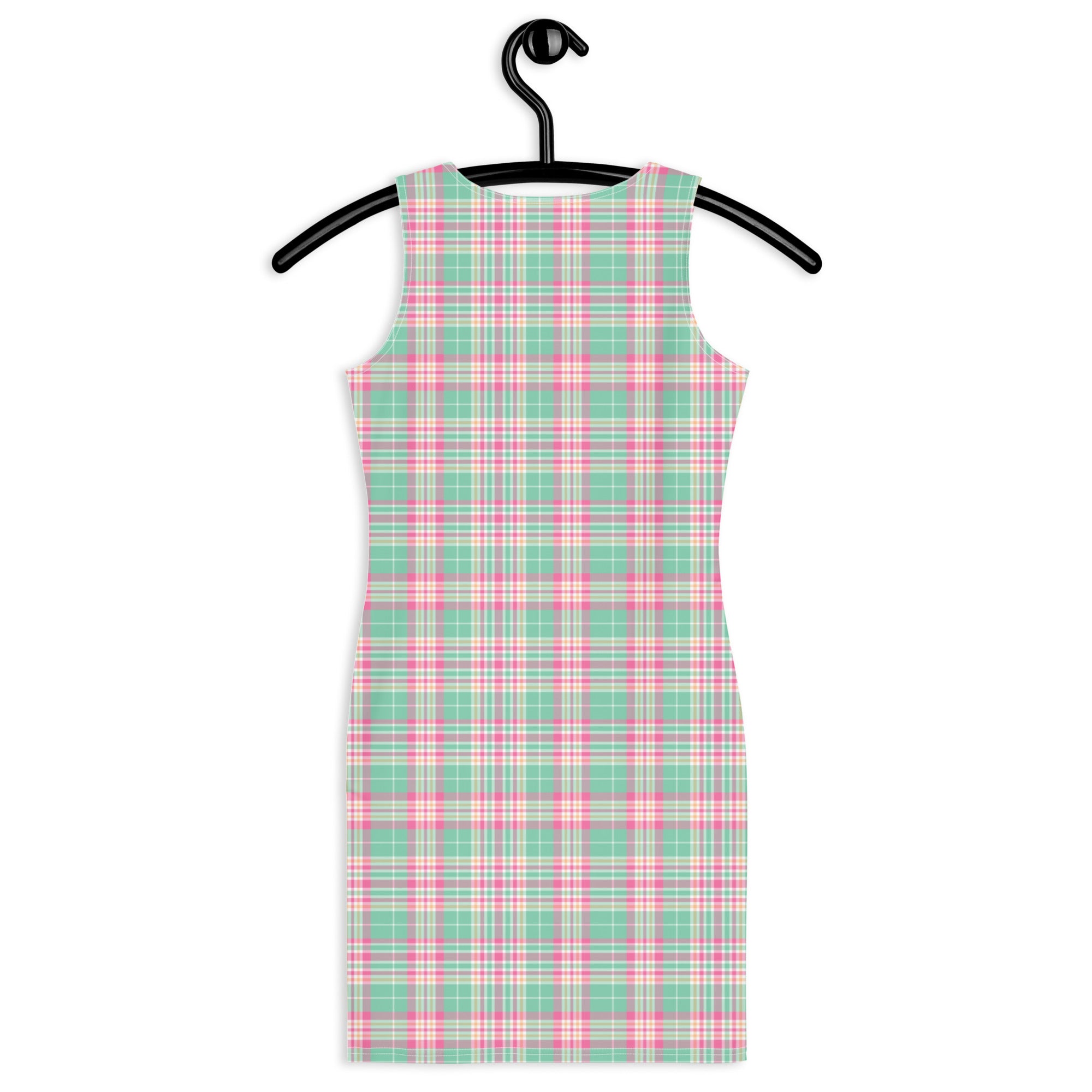 Preppy Pastel Green and Pink Tartan Plaid Bodycon Dress