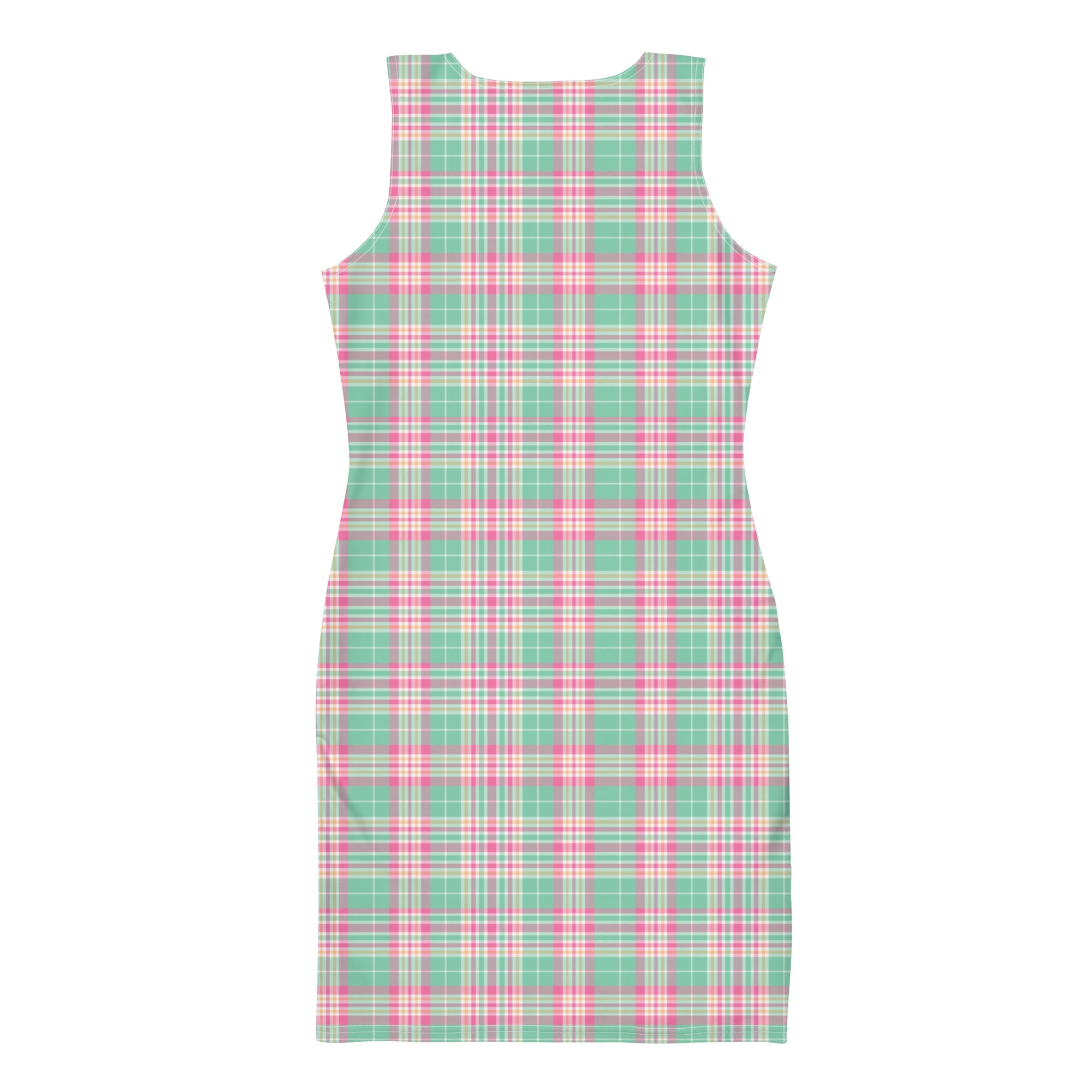 Preppy Pastel Green and Pink Tartan Plaid Bodycon Dress