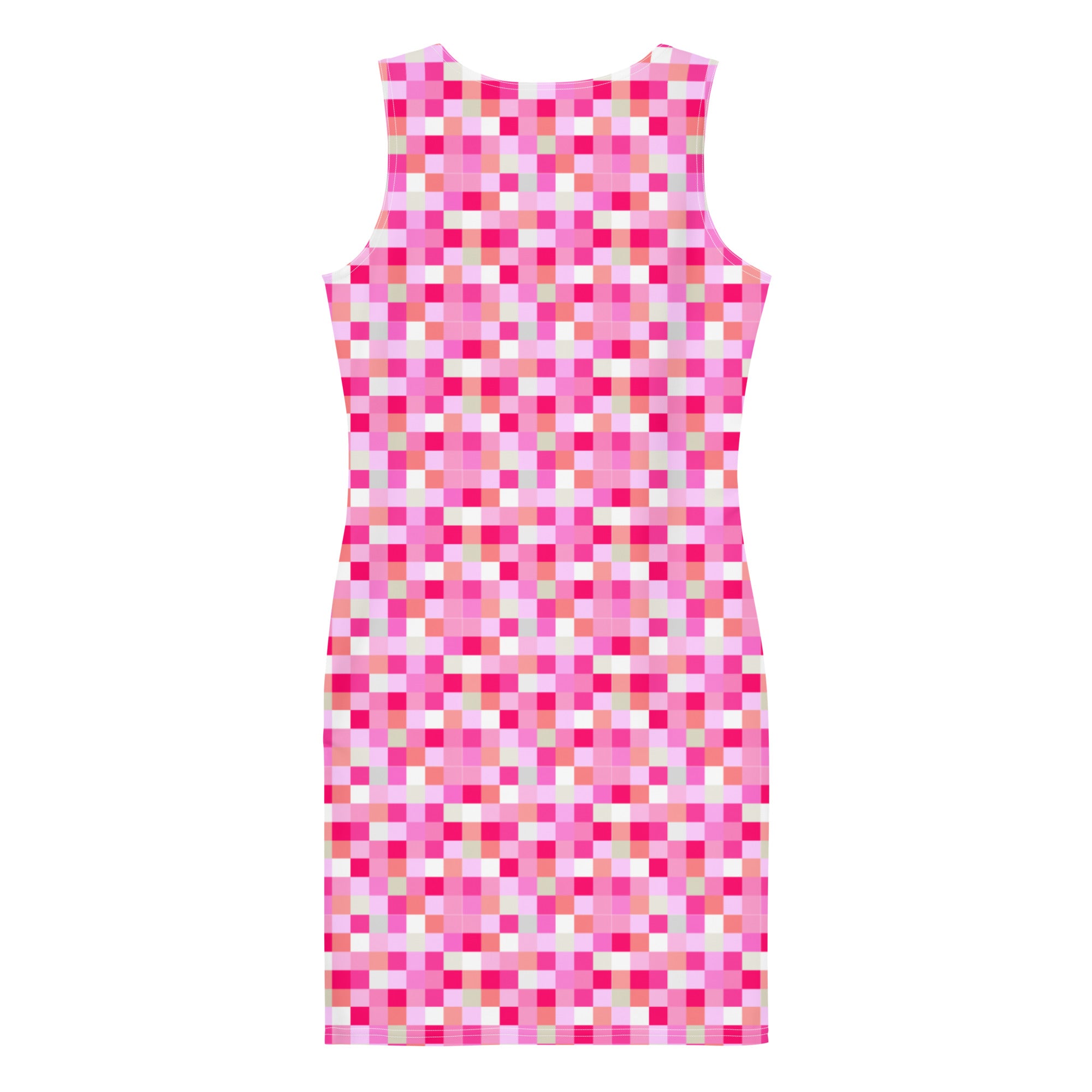 Aesthetic Pixelated Preppy Pink Tartan Plaid Bodycon Dress