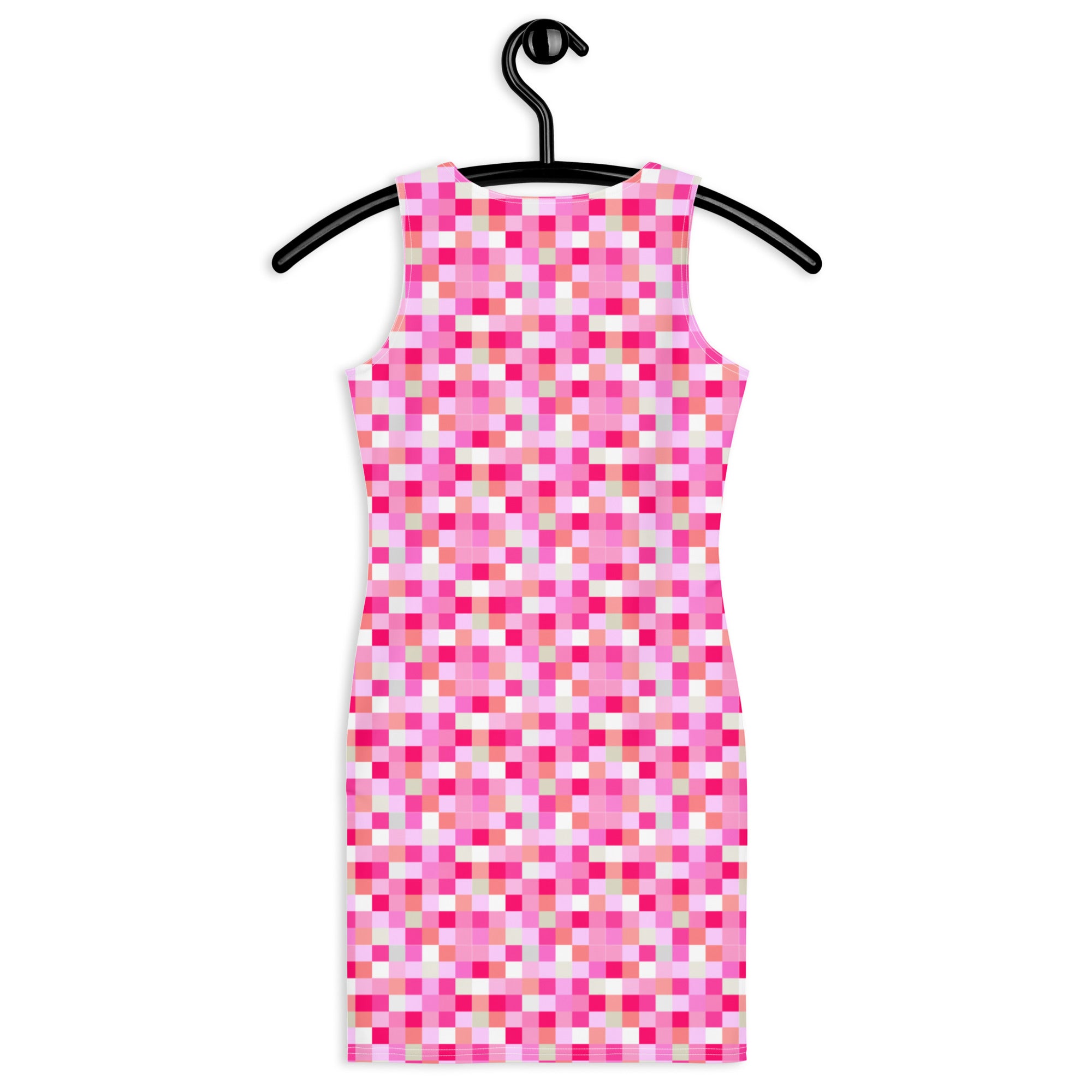 Aesthetic Pixelated Preppy Pink Tartan Plaid Bodycon Dress