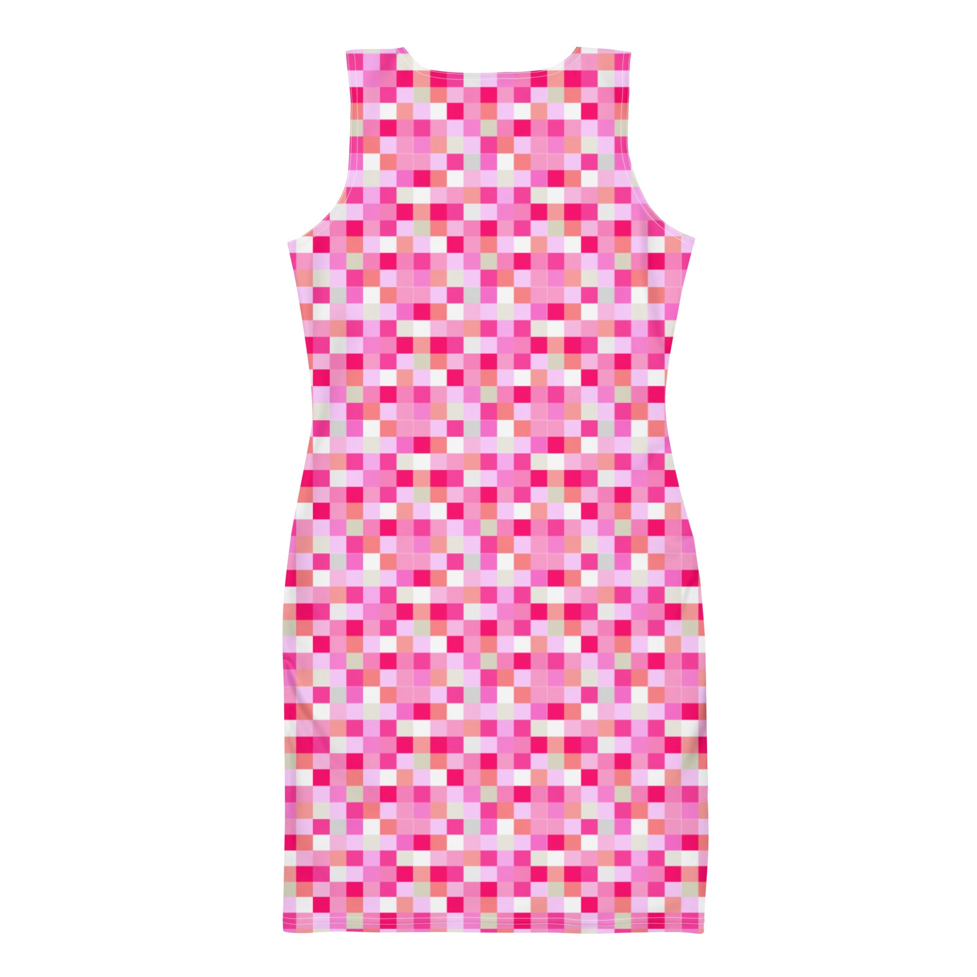 Aesthetic Pixelated Preppy Pink Tartan Plaid Bodycon Dress