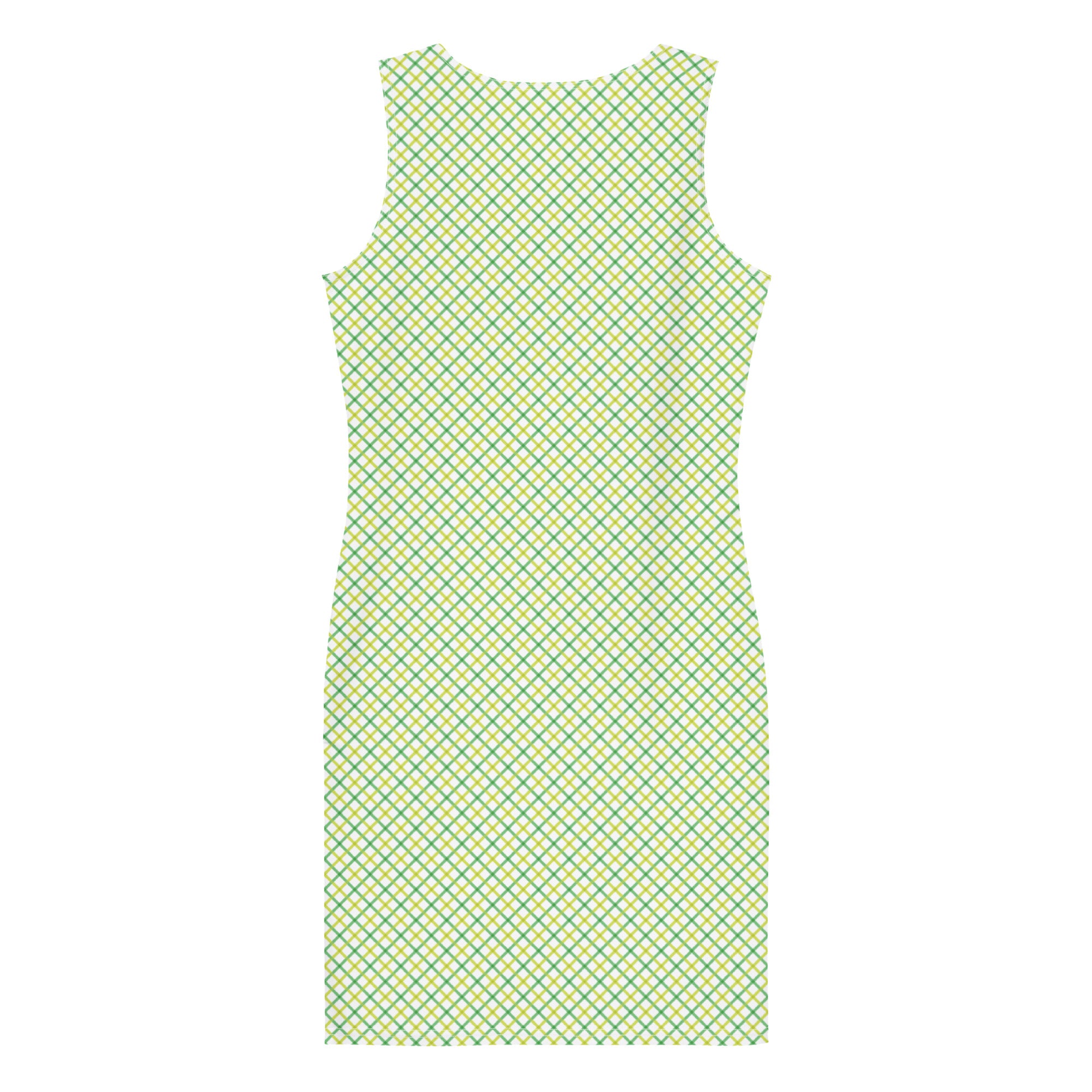 Aesthetic Yellow and Green Gingham Plaid Bodycon Dress