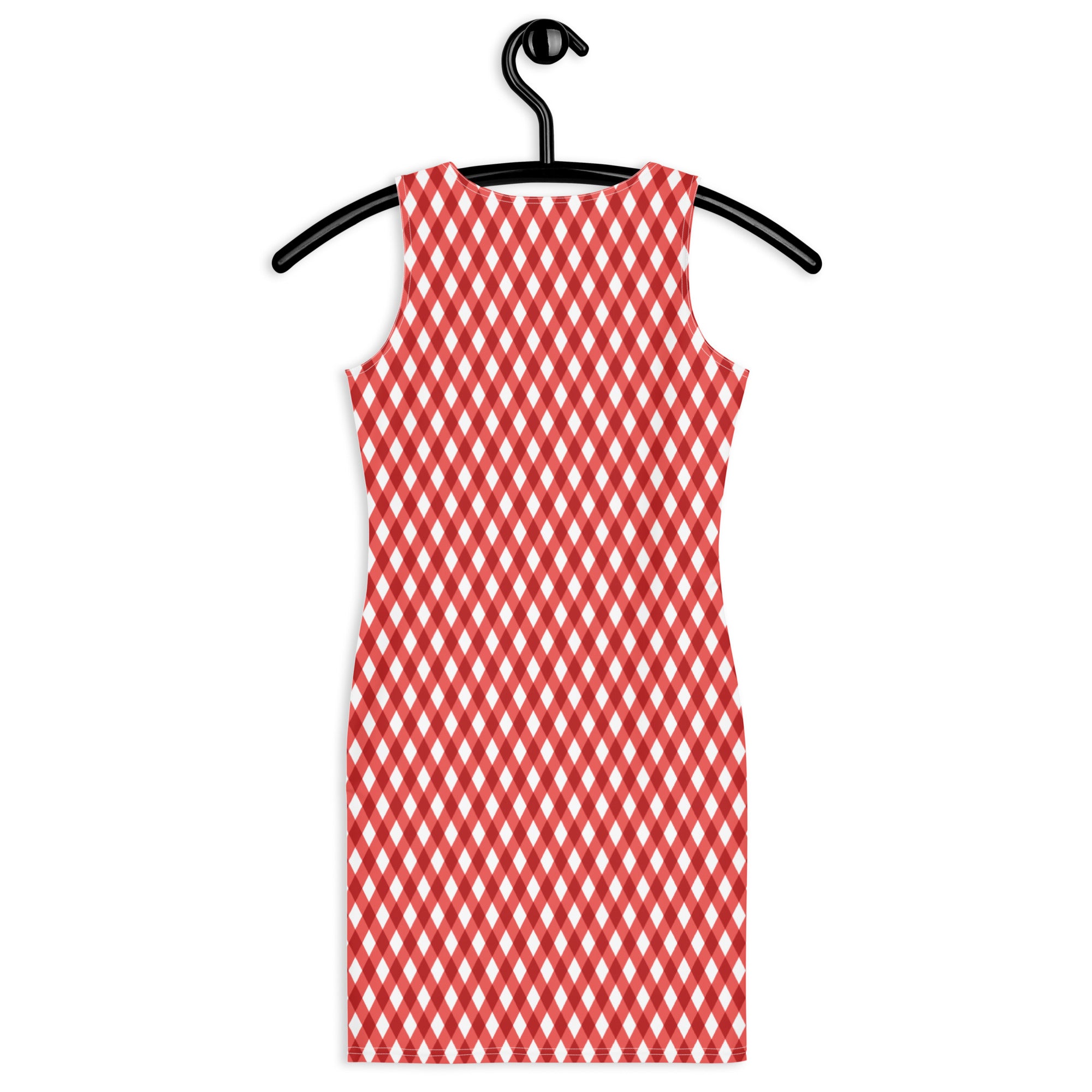 Preppy Style Red & White Gingham Plaid Bodycon Dress