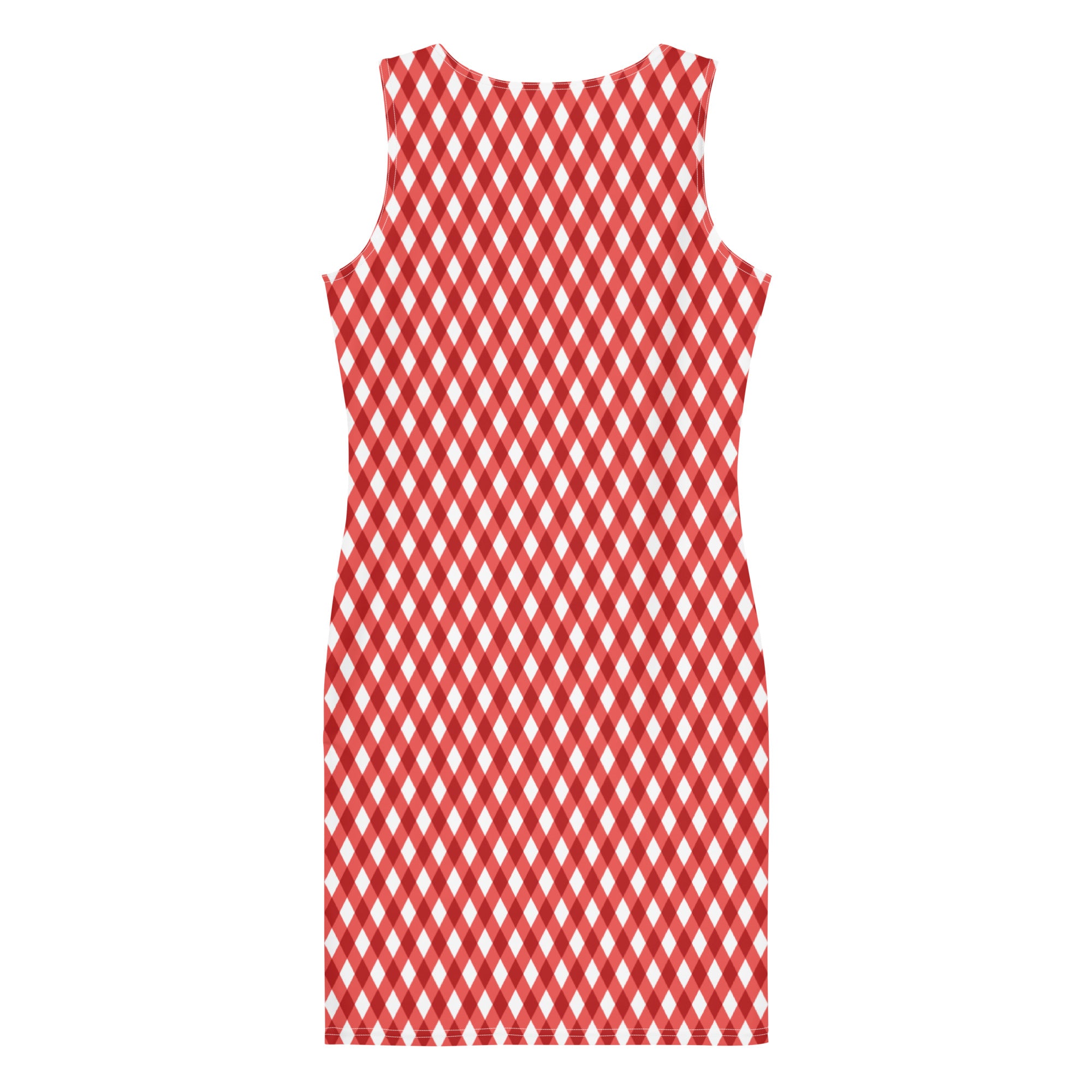 Preppy Style Red & White Gingham Plaid Bodycon Dress