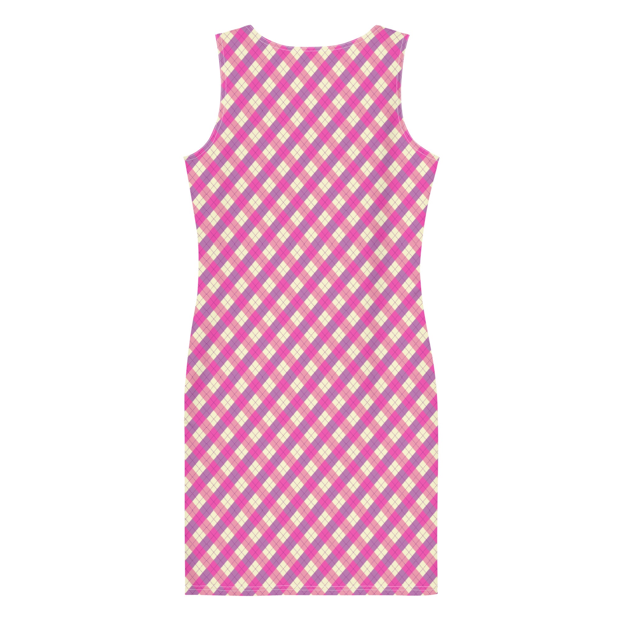 Preppy Pink & Purple Gingham Plaid Aesthetic Bodycon Dress