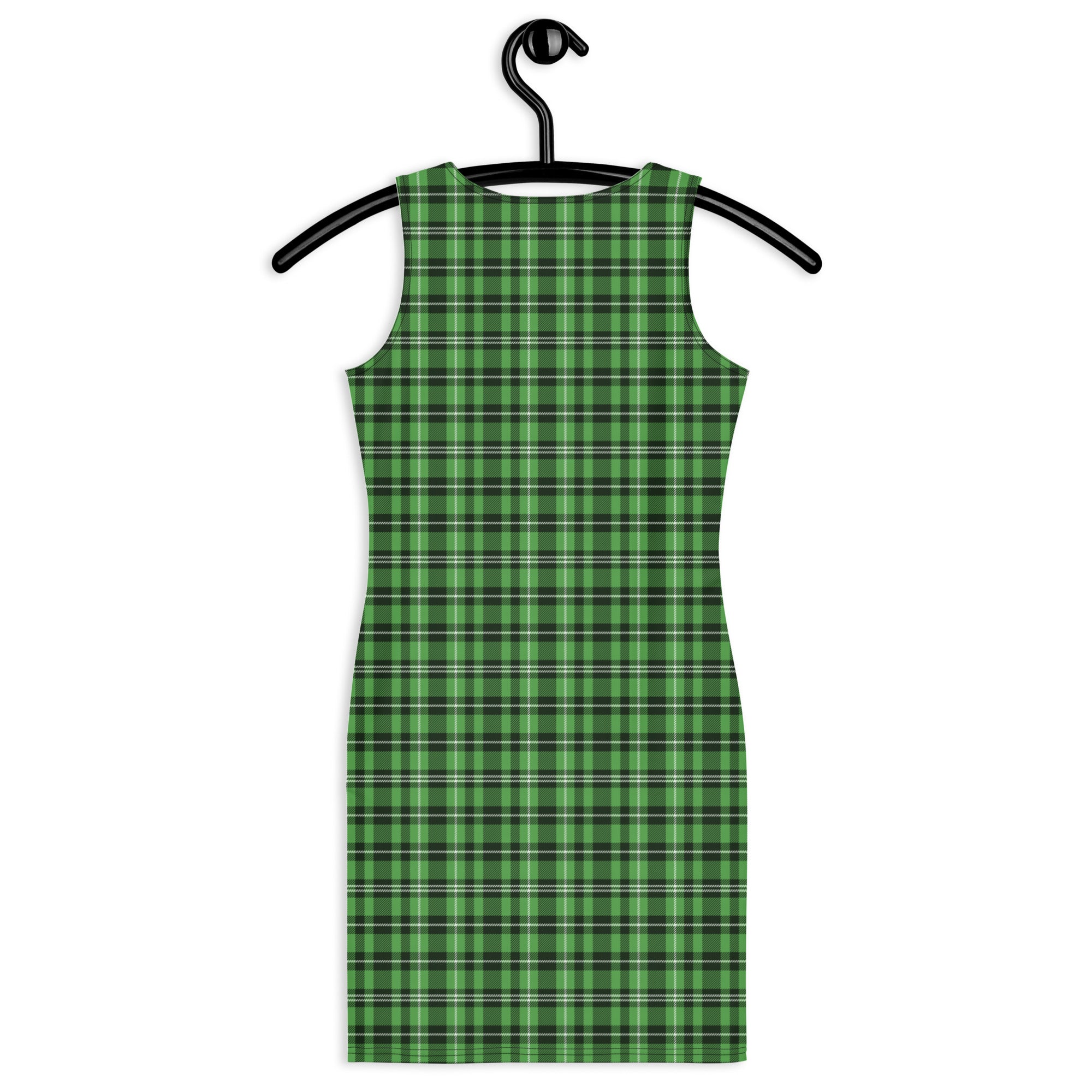 Preppy Aesthatic Green and Black Tartan Plaid Bodycon Dress