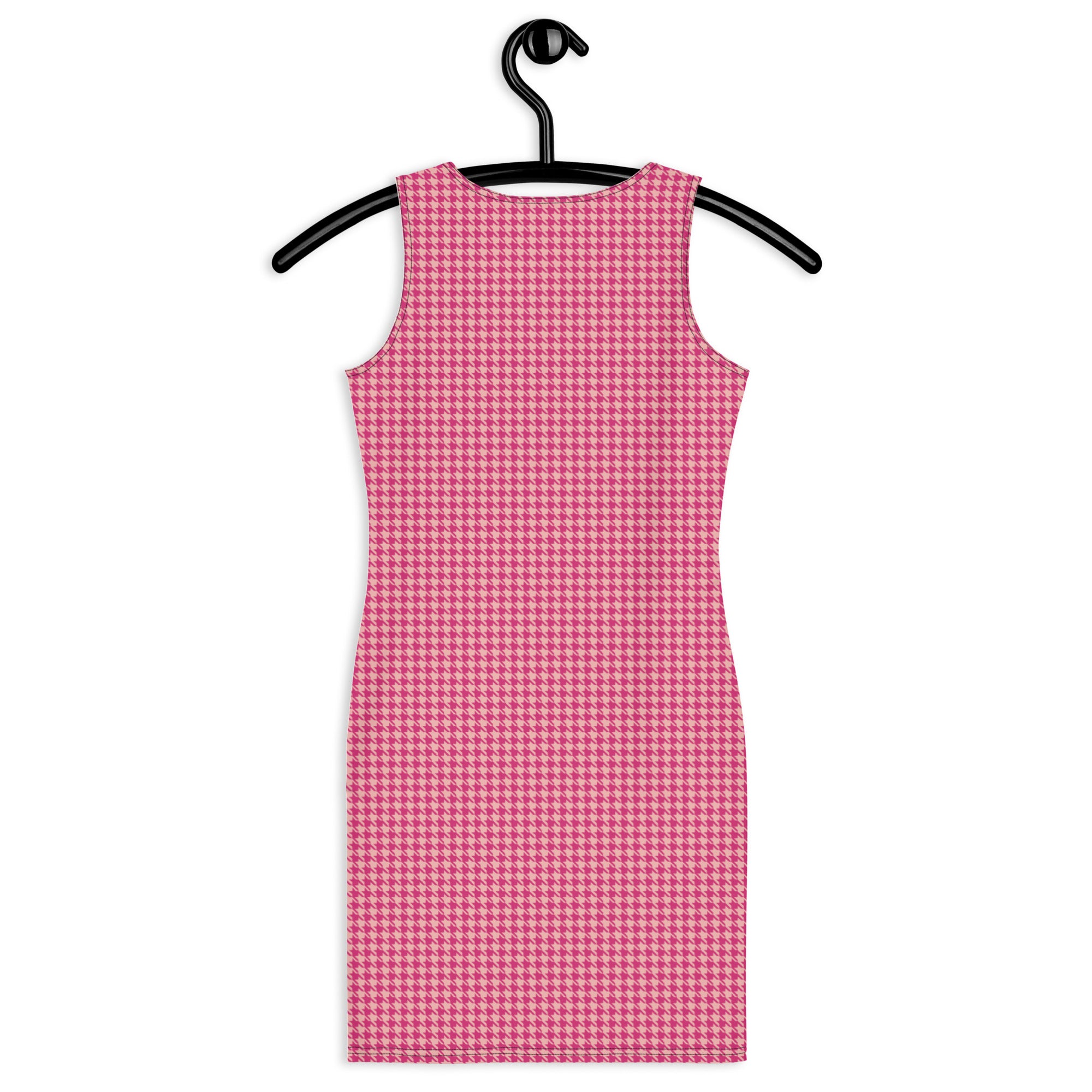 Preppy Pink Vintage Houndstooth Pattern Plaid Bodycon Dress