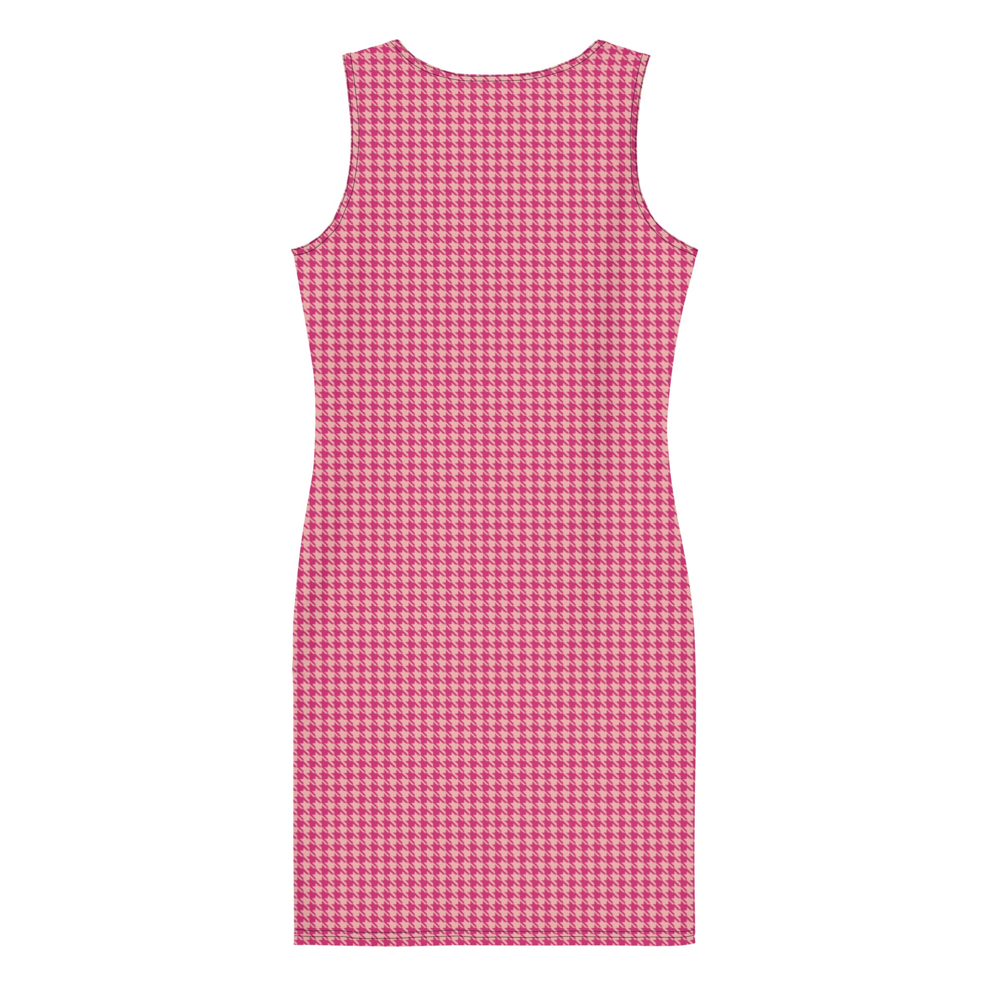 Preppy Pink Vintage Houndstooth Pattern Plaid Bodycon Dress
