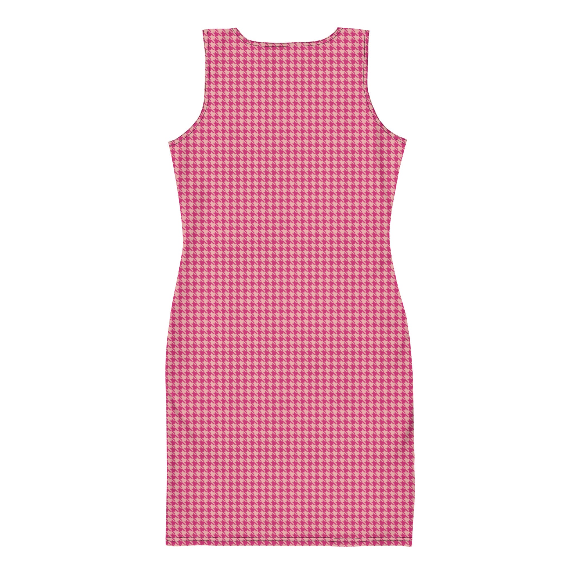 Preppy Pink Vintage Houndstooth Pattern Plaid Bodycon Dress