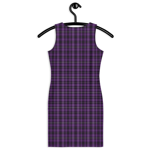 Preppy Purple and Black Tartan Plaid Pattern Bodycon Dress