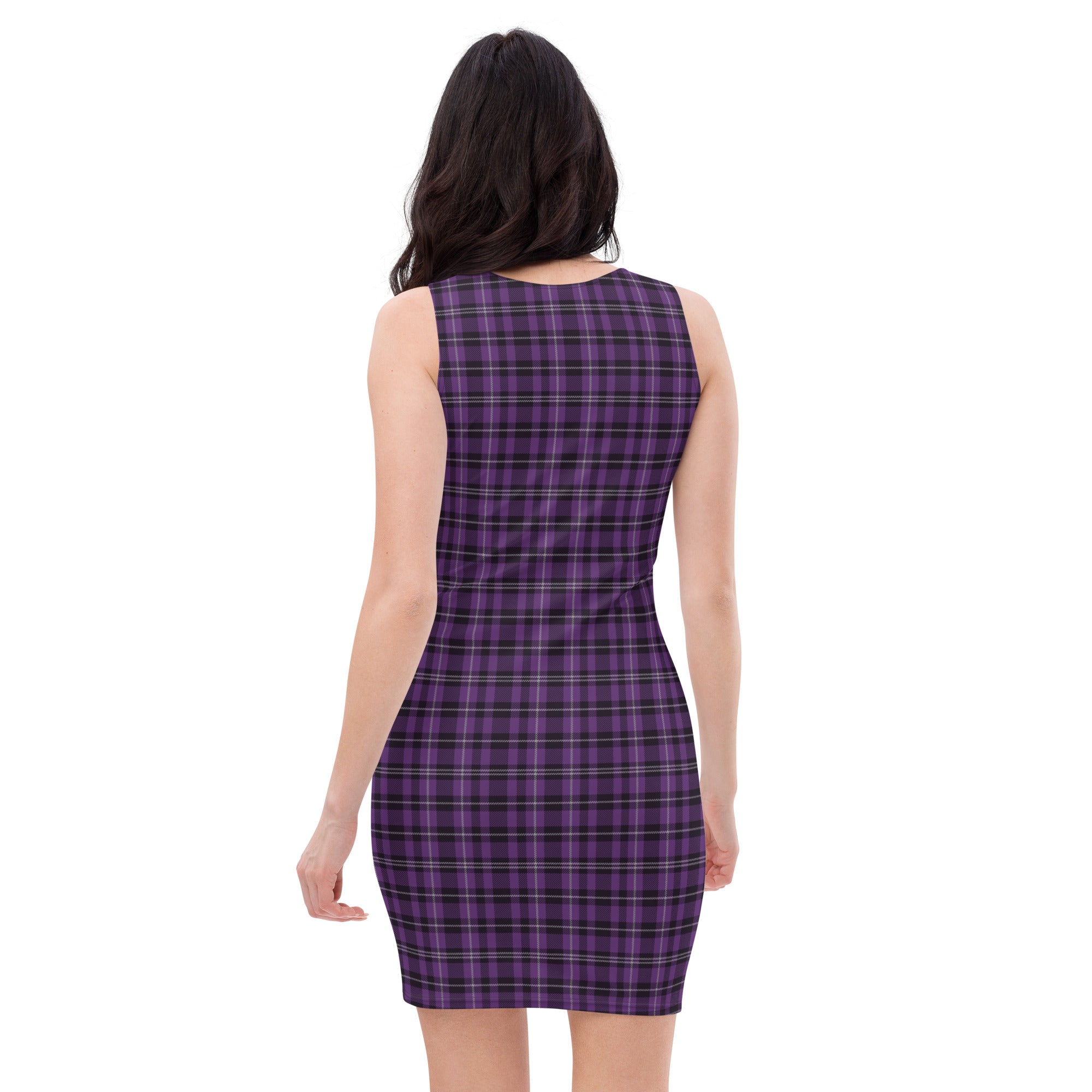 Preppy Purple and Black Tartan Plaid Pattern Bodycon Dress