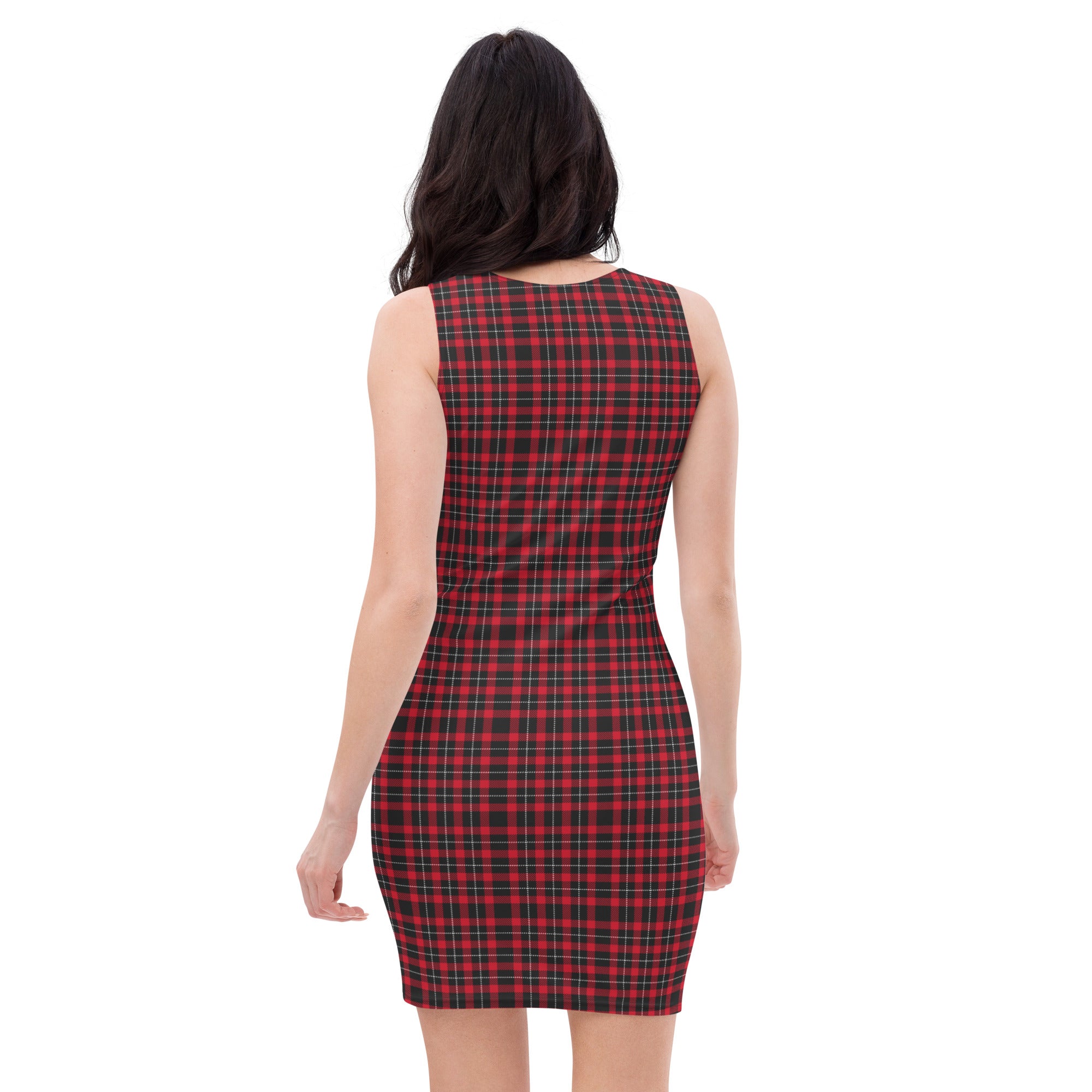 Preppy Women's Red Tartan Plaid Bodycon Dress