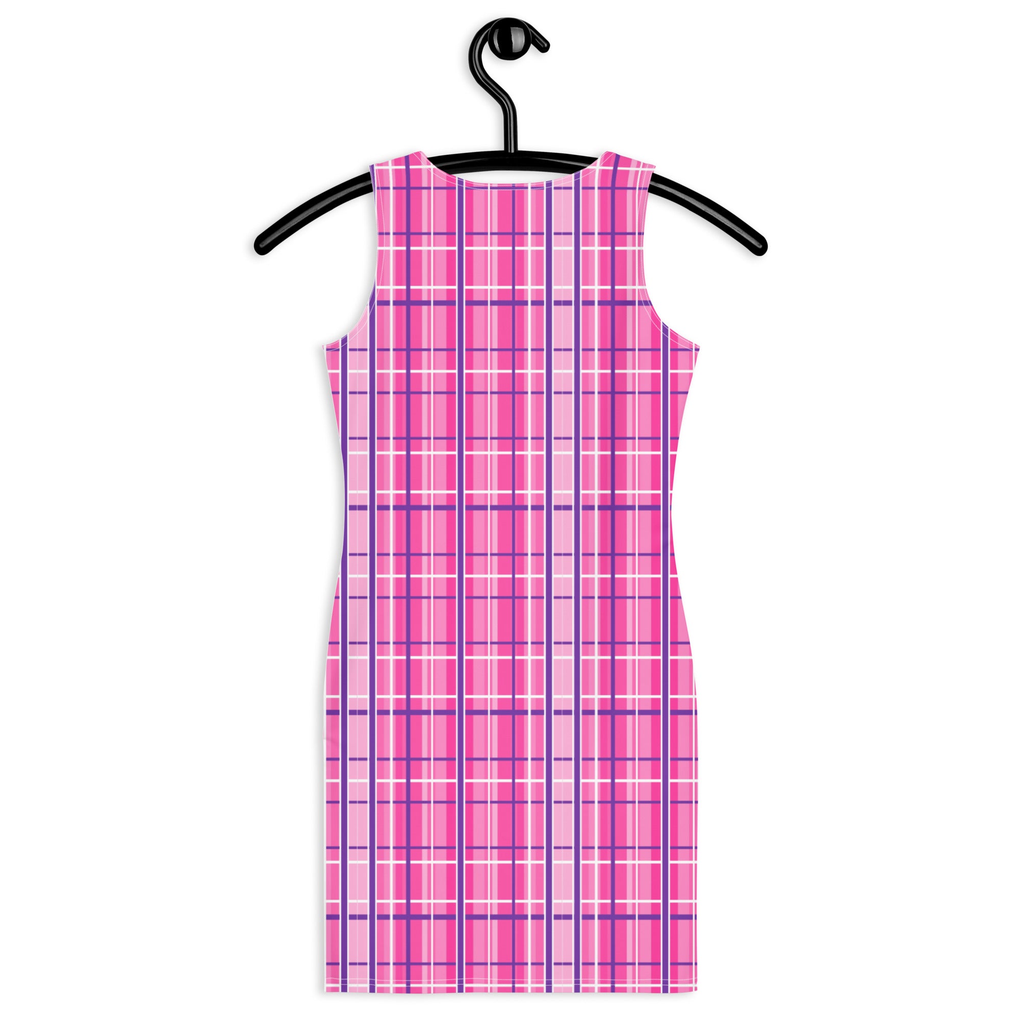 Preppy Pink and Purple Tartan Plaid Aesthetic Bodycon Dress