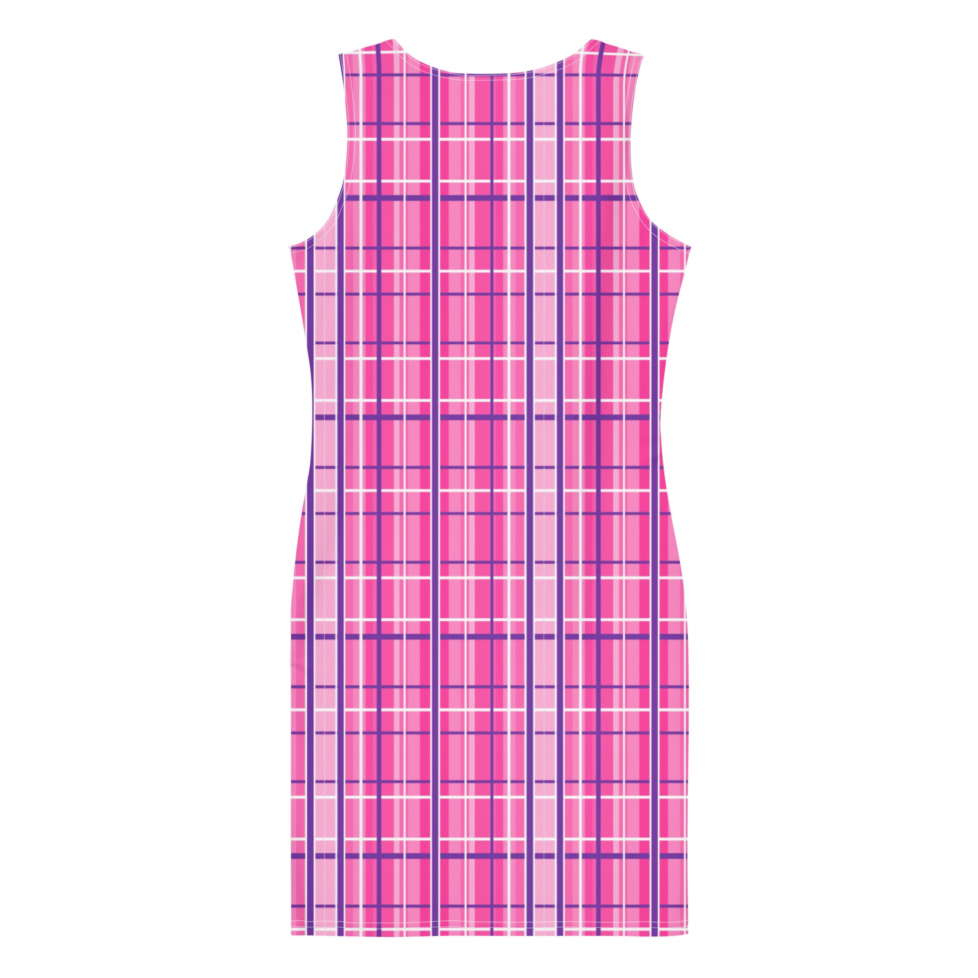 Preppy Pink and Purple Tartan Plaid Aesthetic Bodycon Dress