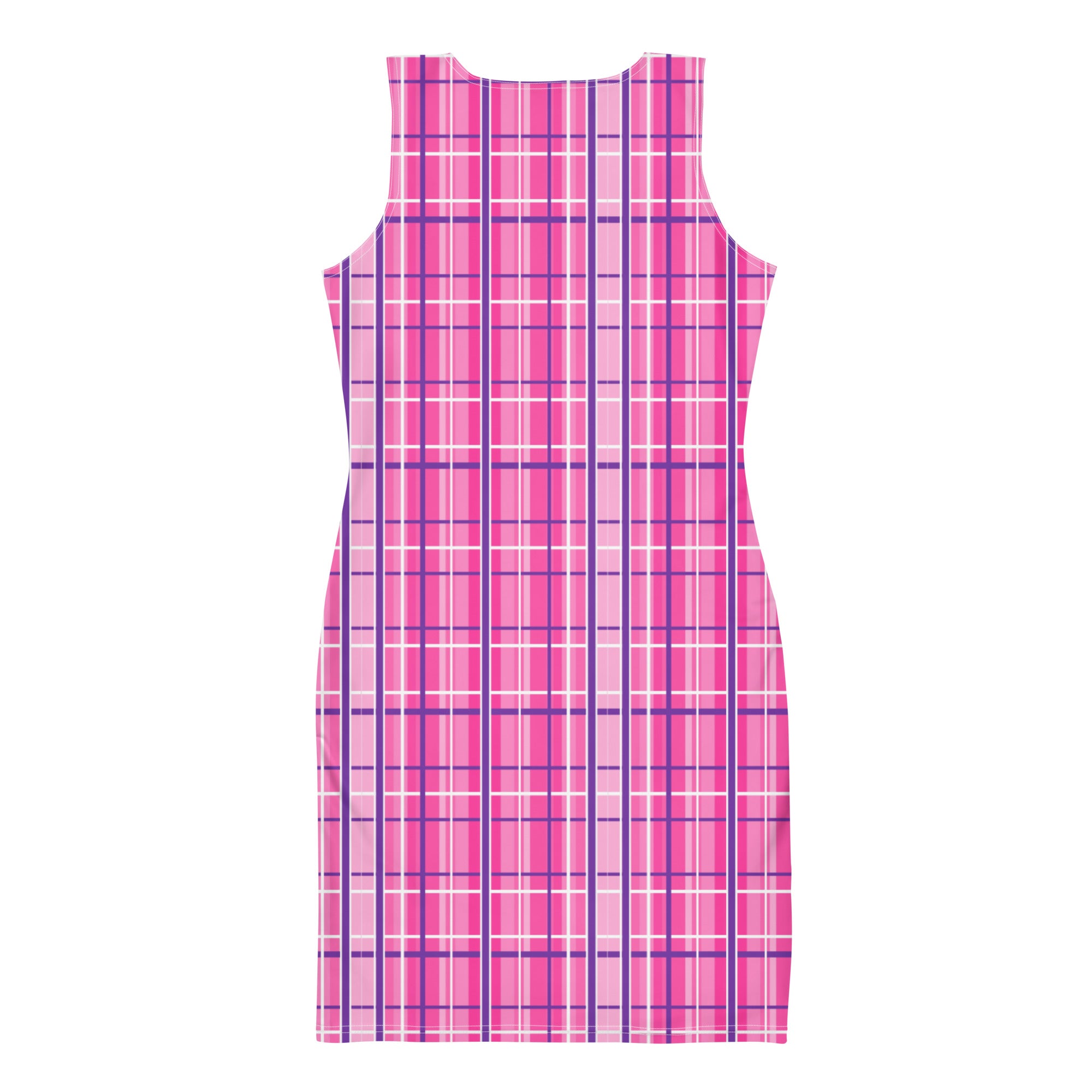Preppy Pink and Purple Tartan Plaid Aesthetic Bodycon Dress