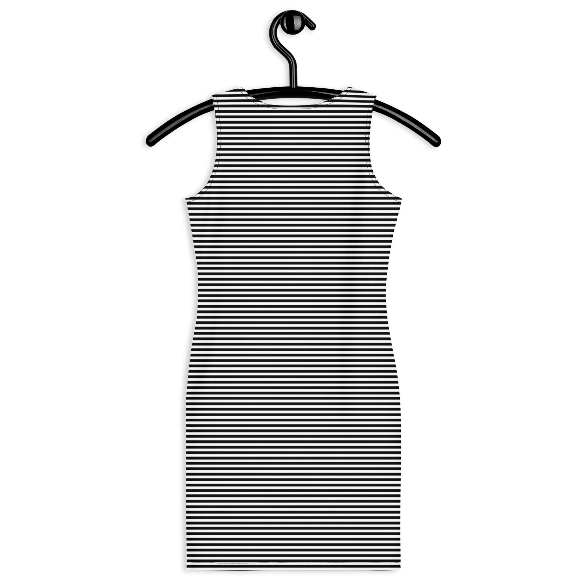 Preppy Horizontal Black and White Striped Bodycon Dress