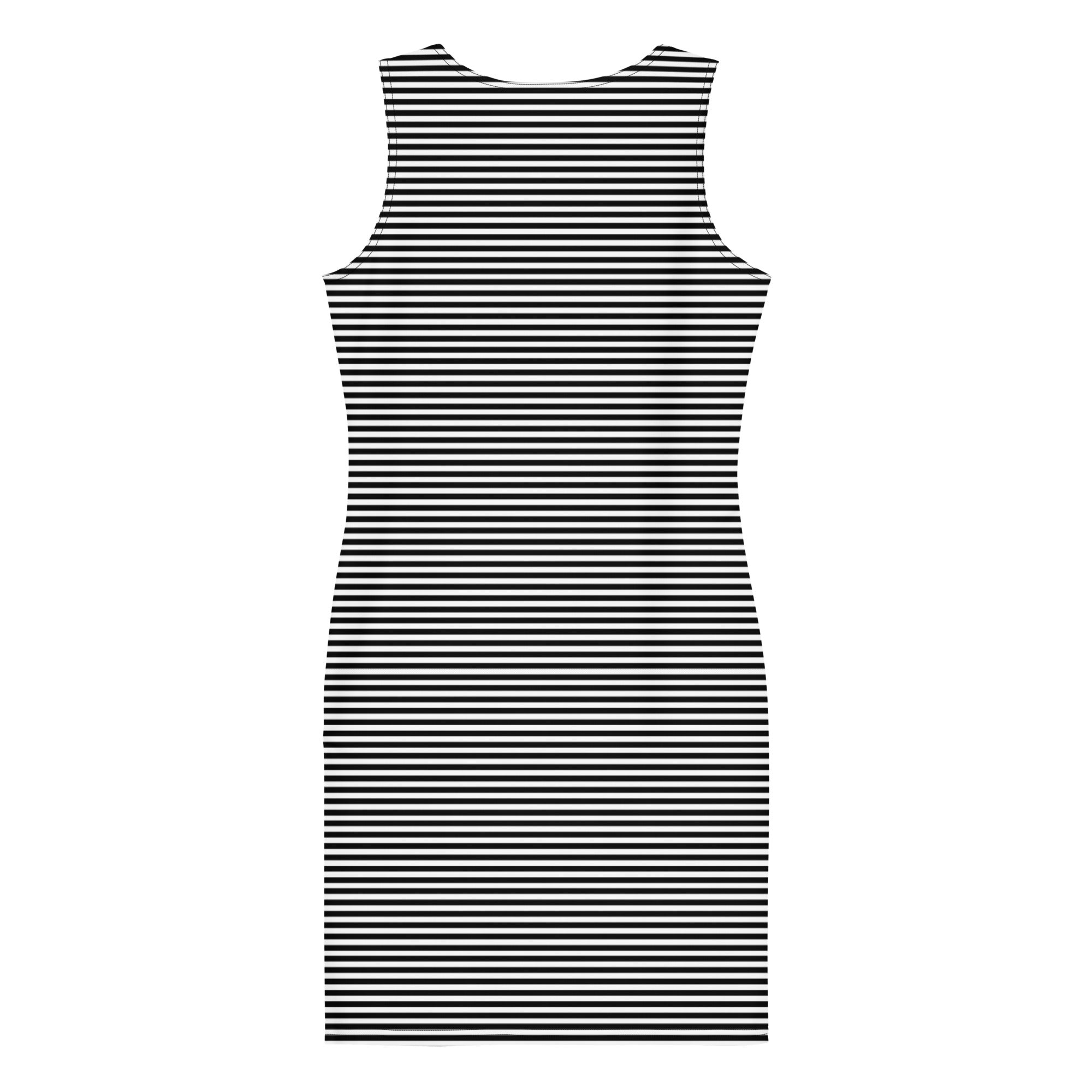 Preppy Horizontal Black and White Striped Bodycon Dress