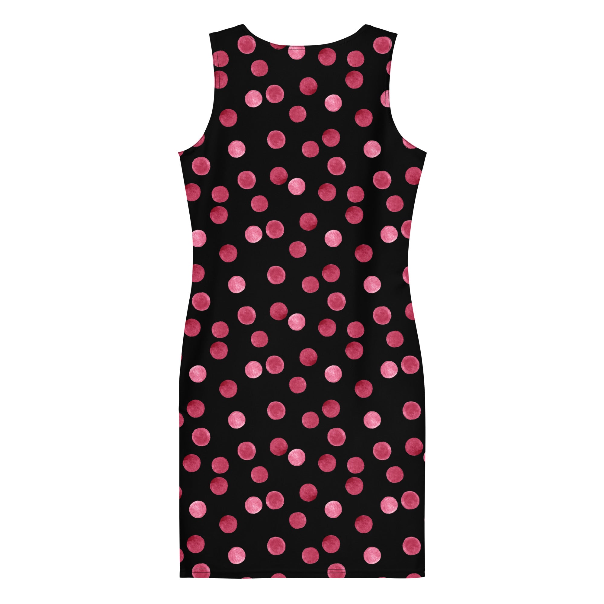 Elegant Black with Pastel Pink Polka Dots Bodycon Mini Dress