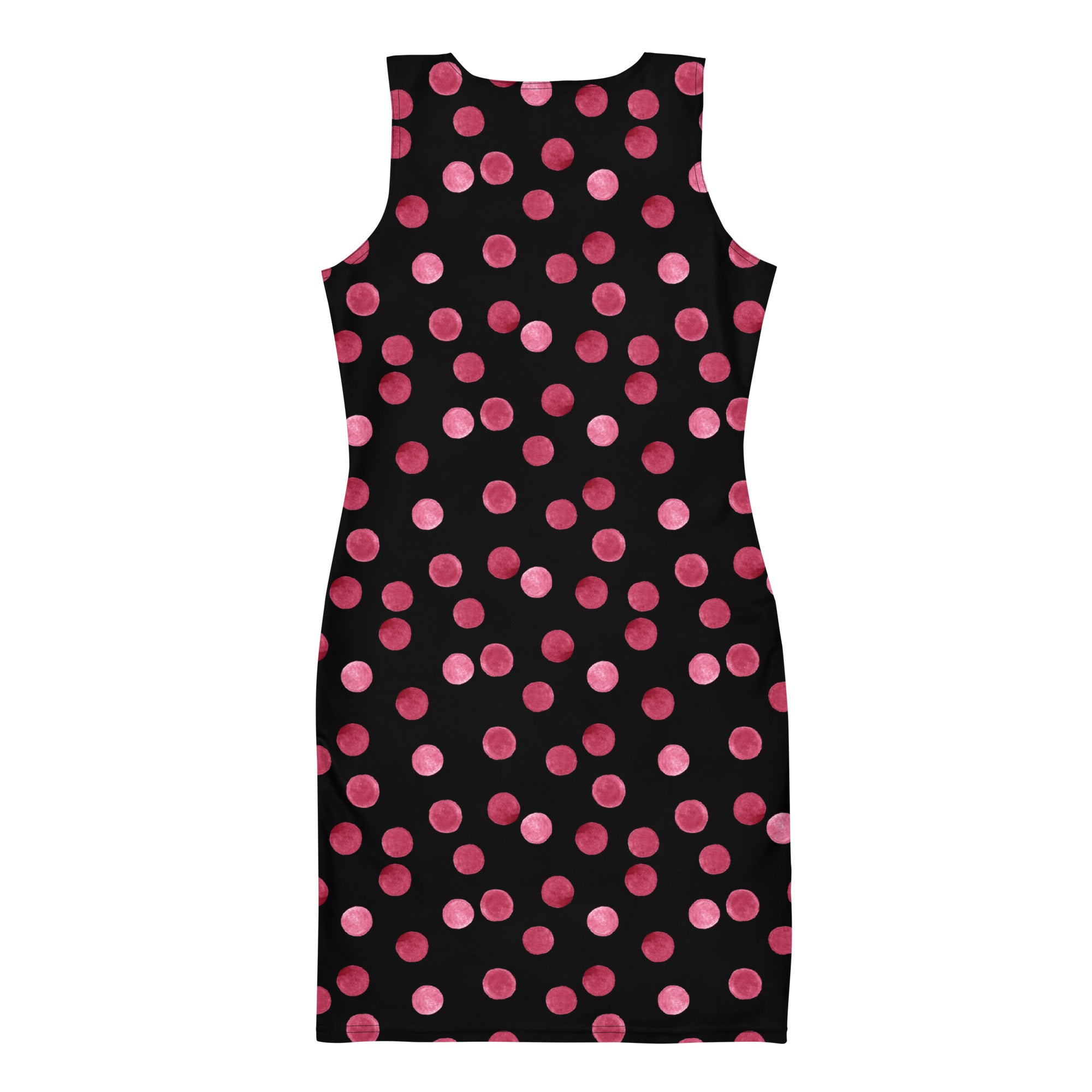 Elegant Black with Pastel Pink Polka Dots Bodycon Mini Dress