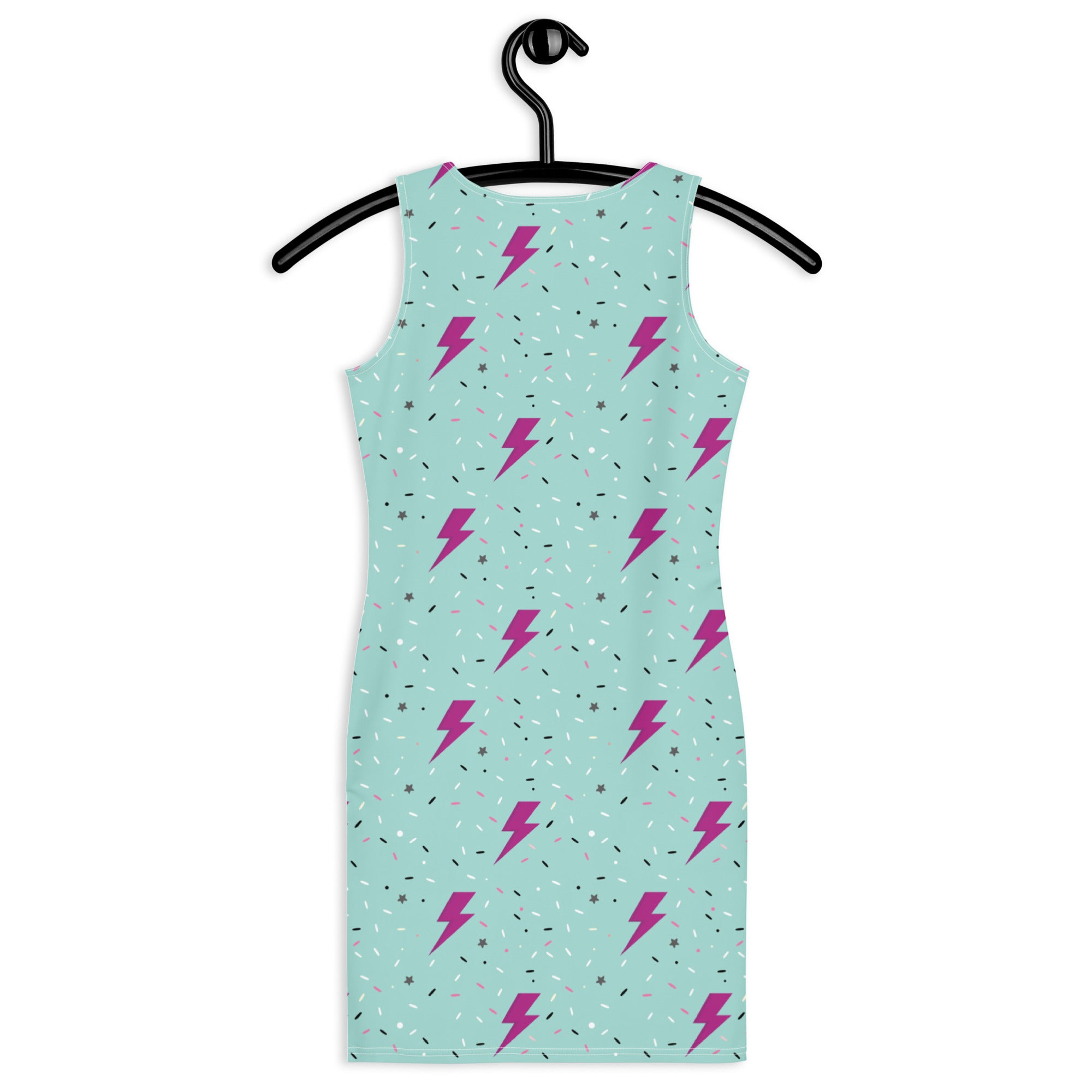 Preppy Green Daze Lightning Bolts Pattern Bodycon Dress