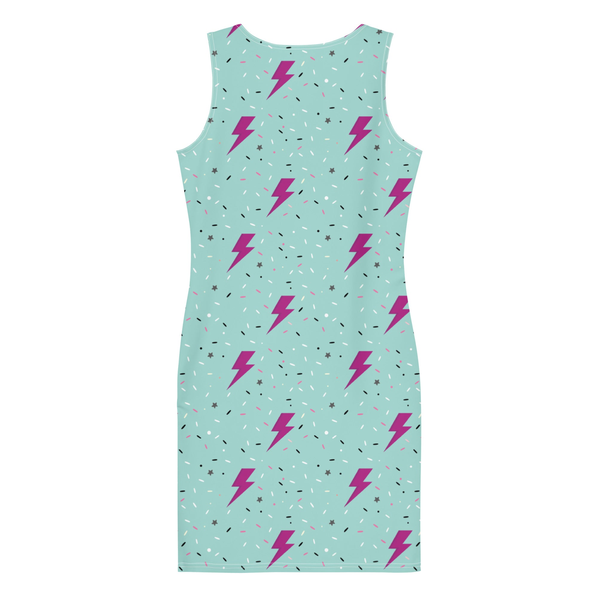 Preppy Green Daze Lightning Bolts Pattern Bodycon Dress