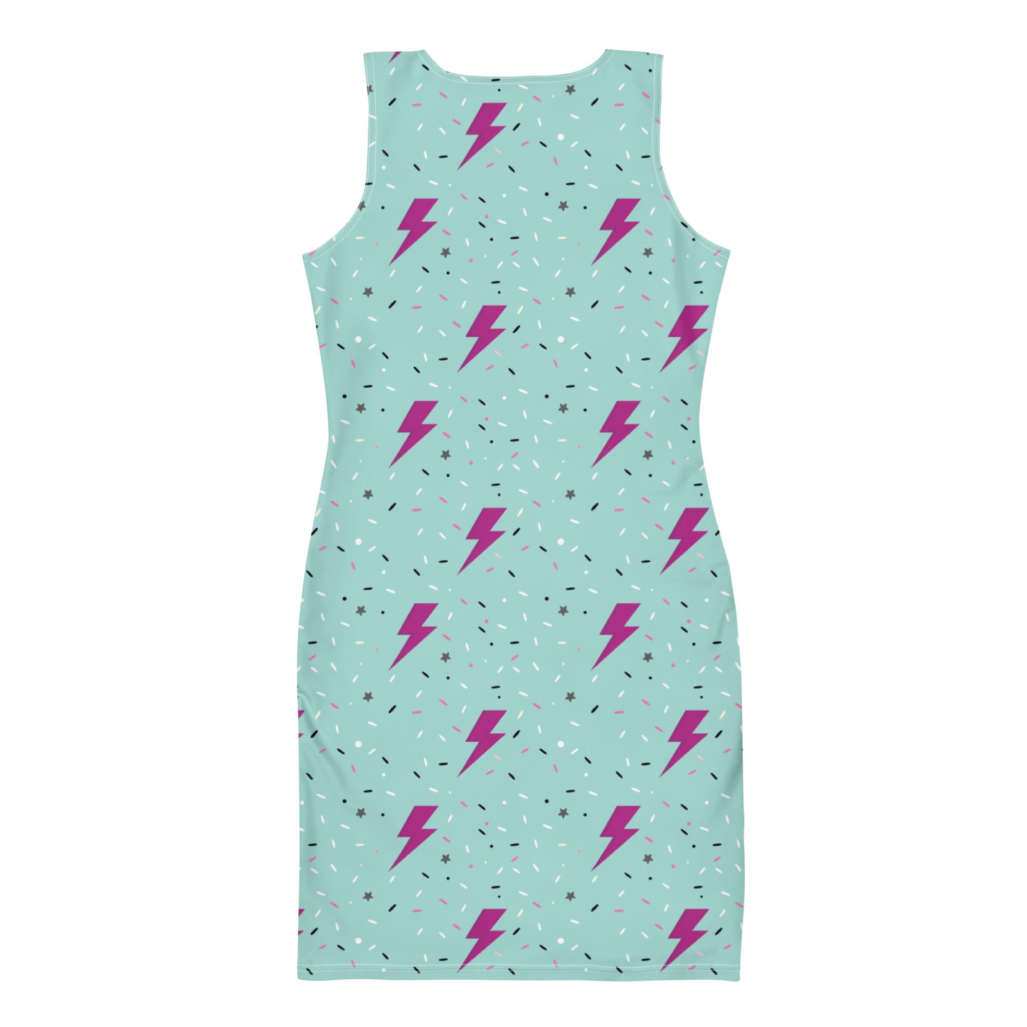 Preppy Green Daze Lightning Bolts Pattern Bodycon Dress