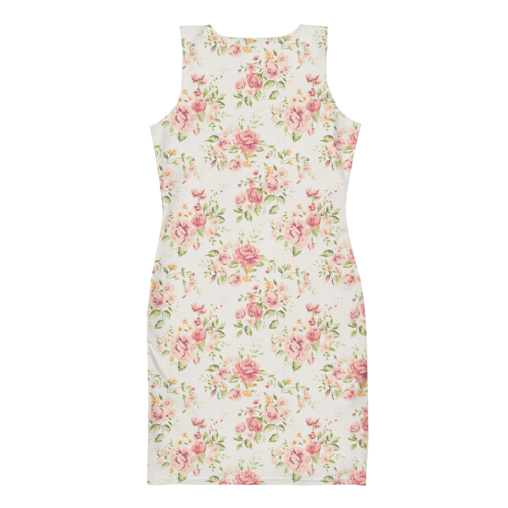 Preppy Vintage Silky White Floral Pattern Bodycon Dress