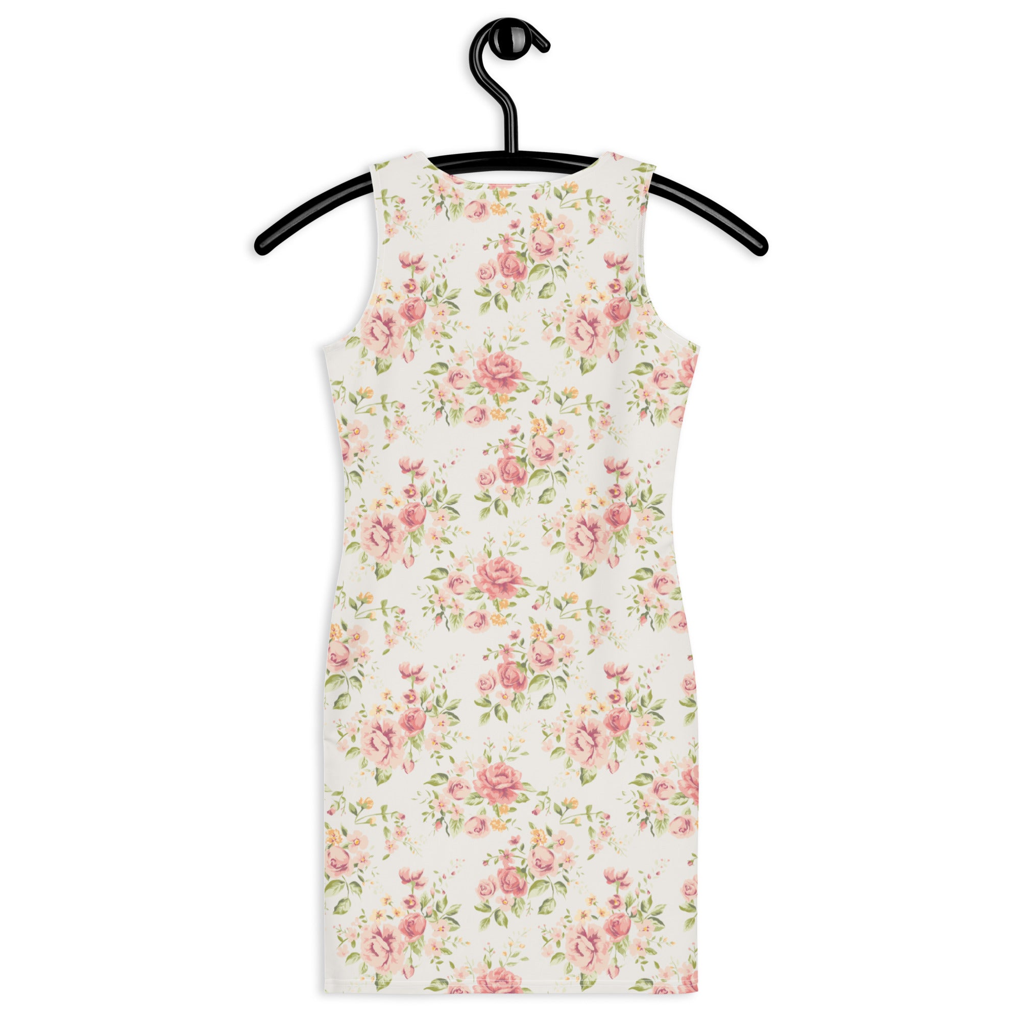Preppy Vintage Silky White Floral Pattern Bodycon Dress