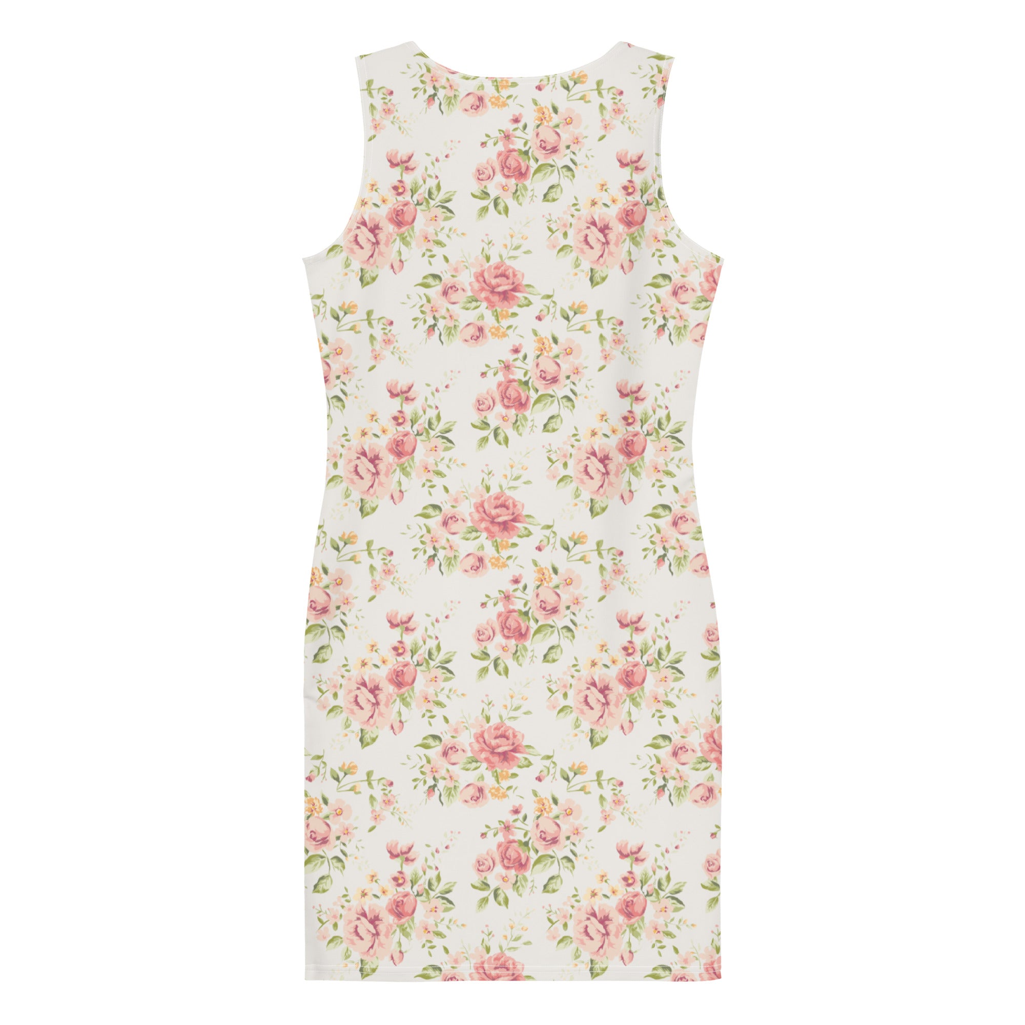 Preppy Vintage Silky White Floral Pattern Bodycon Dress