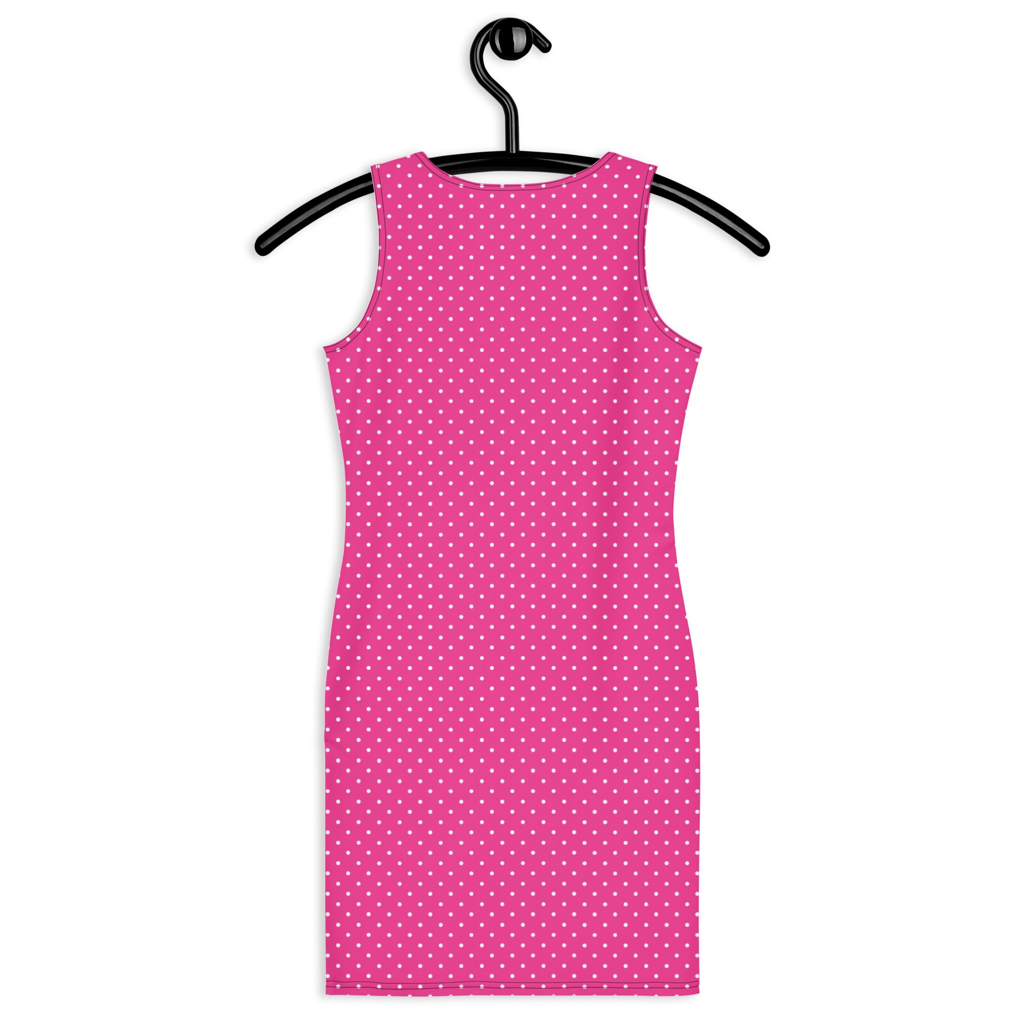 Shocking Hot Pink Polka Dots Bodycon Tank Dress