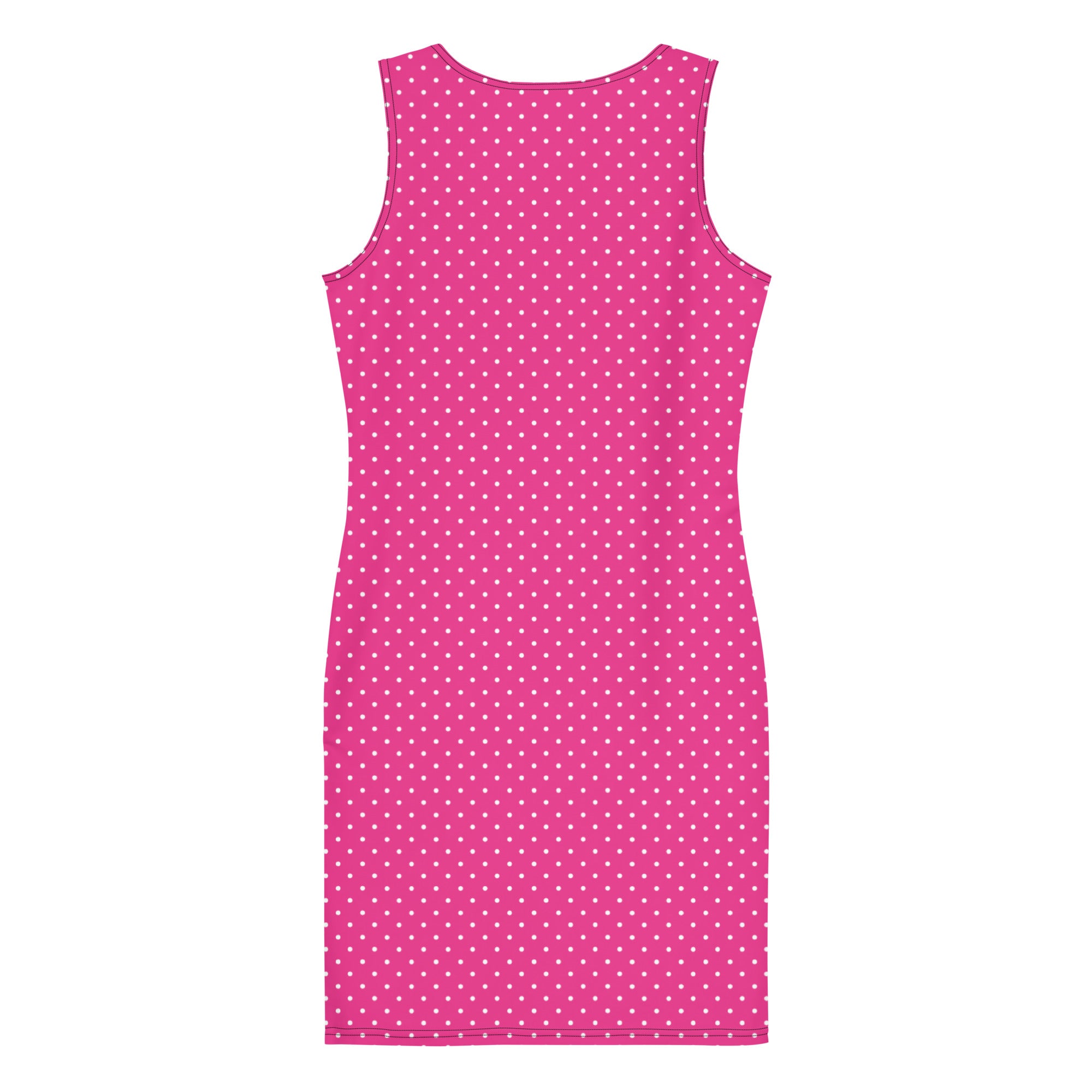 Shocking Hot Pink Polka Dots Bodycon Tank Dress