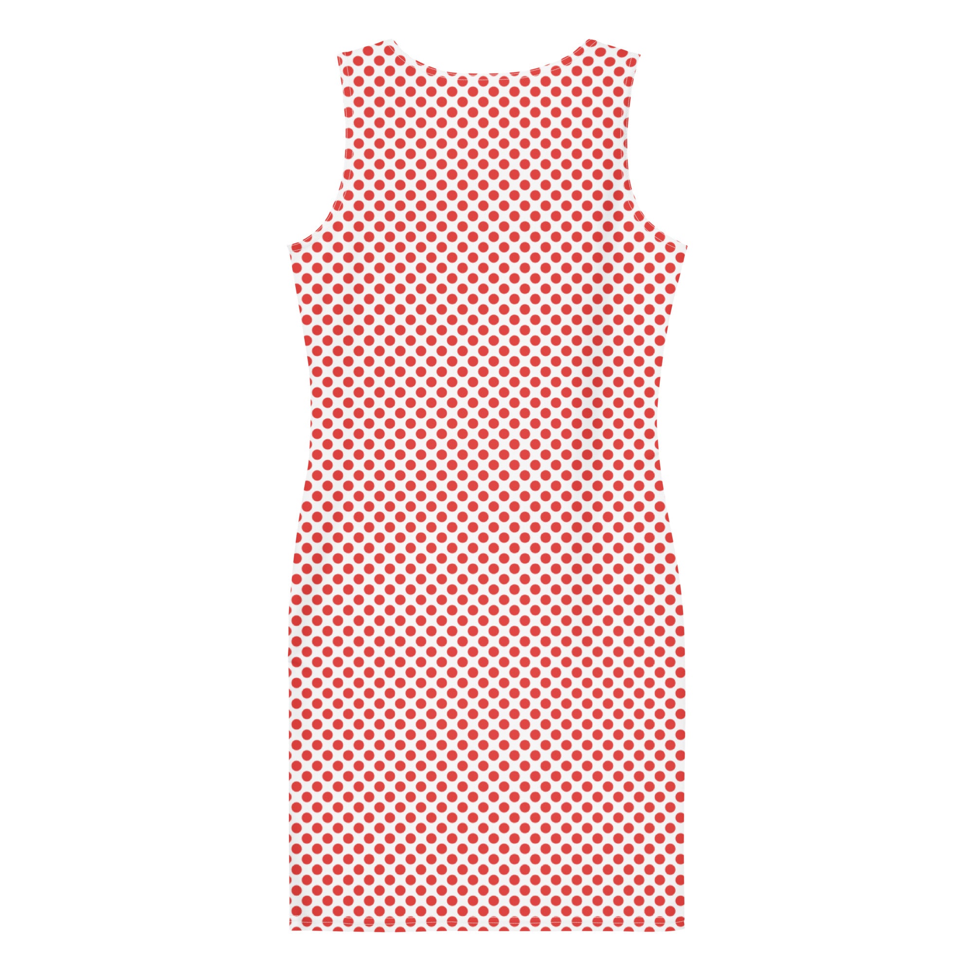 White Dress With Red Polka Dots Bodycon Tank Dress