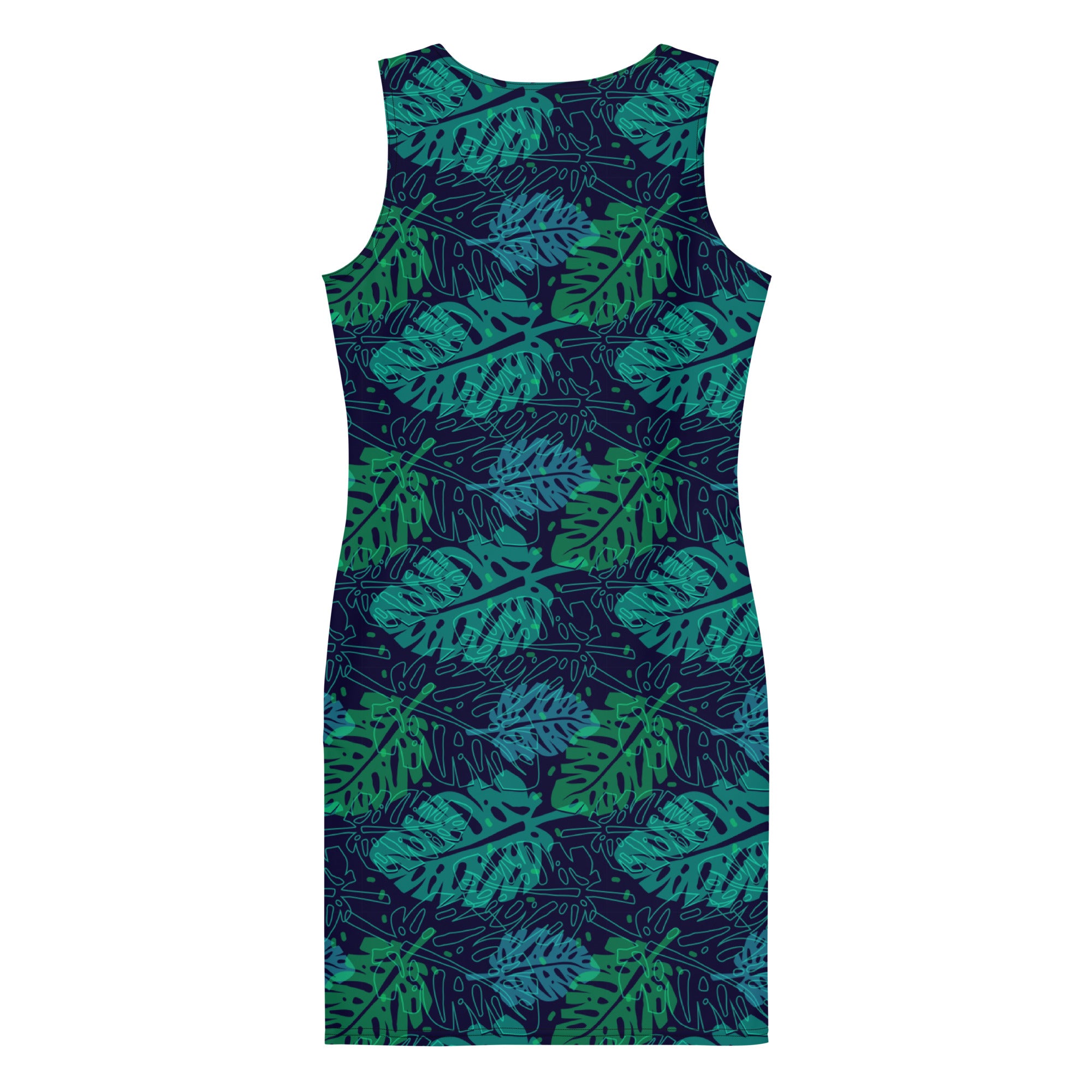 Tropical Summer Palm Leaf Bodycon Tank Dress