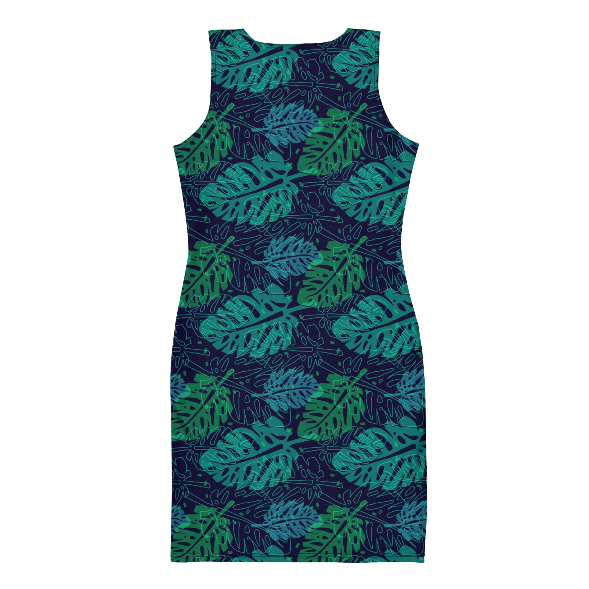 Tropical Summer Palm Leaf Bodycon Tank Dress