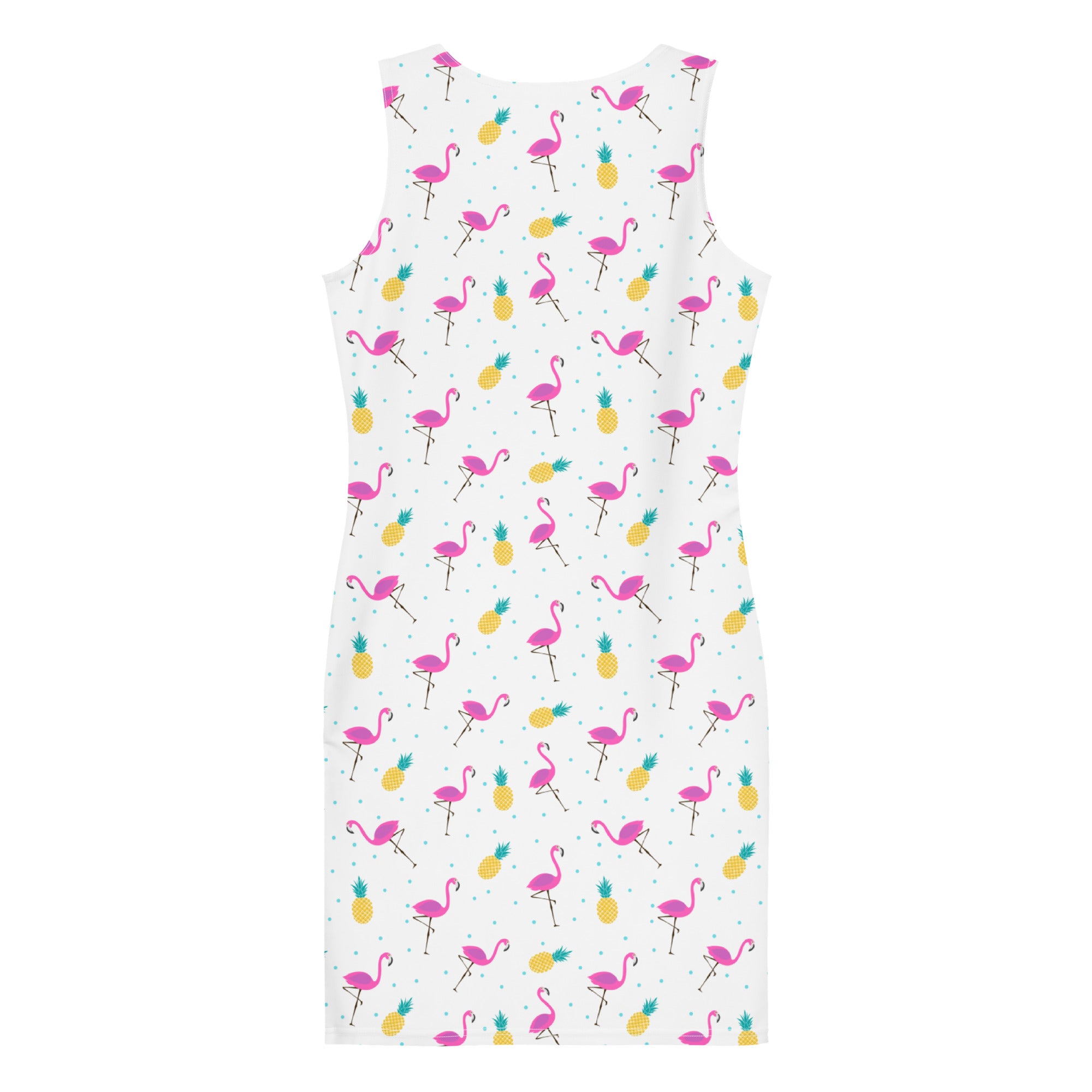 Preppy Pink Flamingo Print Pool Party Bodycon Dress