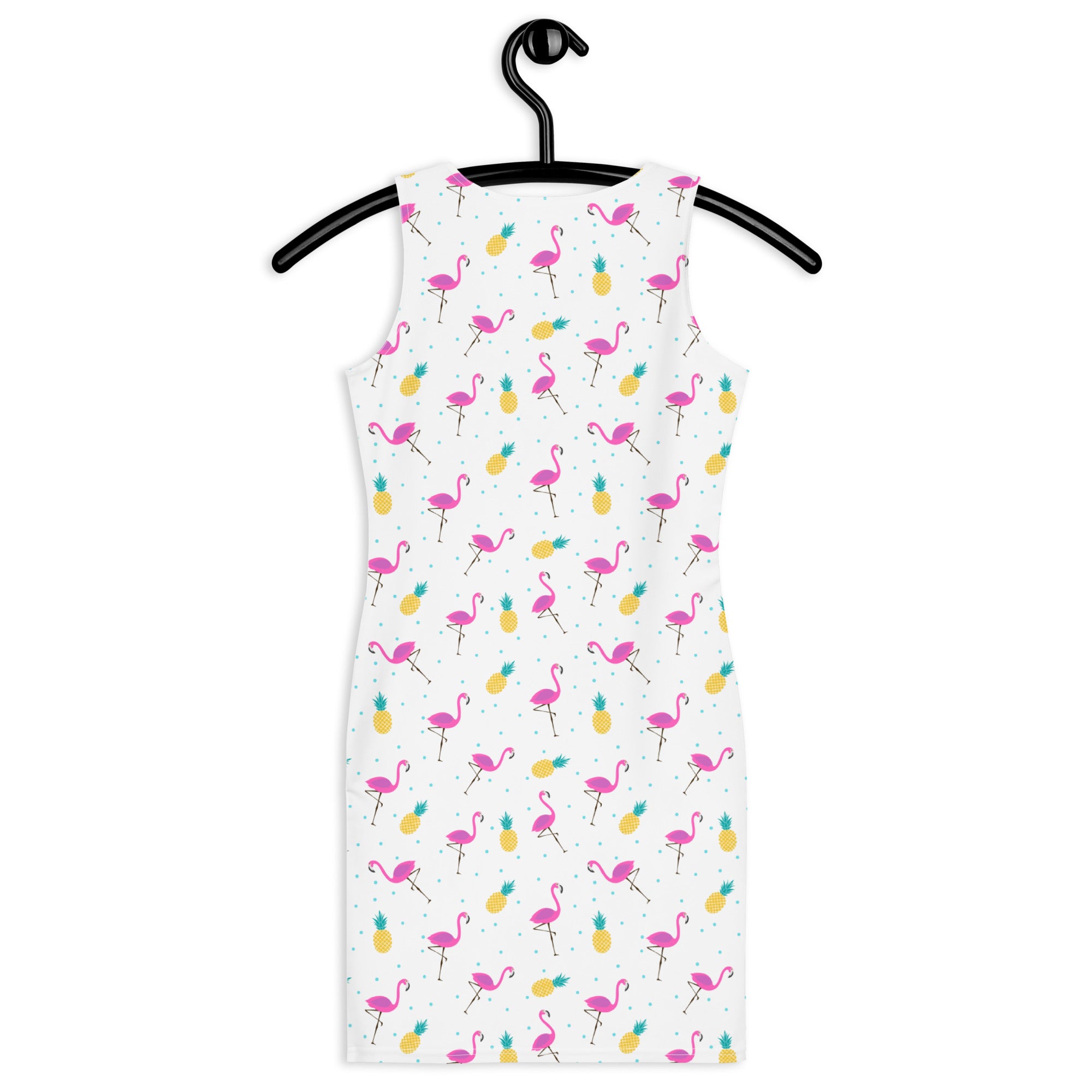 Preppy Pink Flamingo Print Pool Party Bodycon Dress
