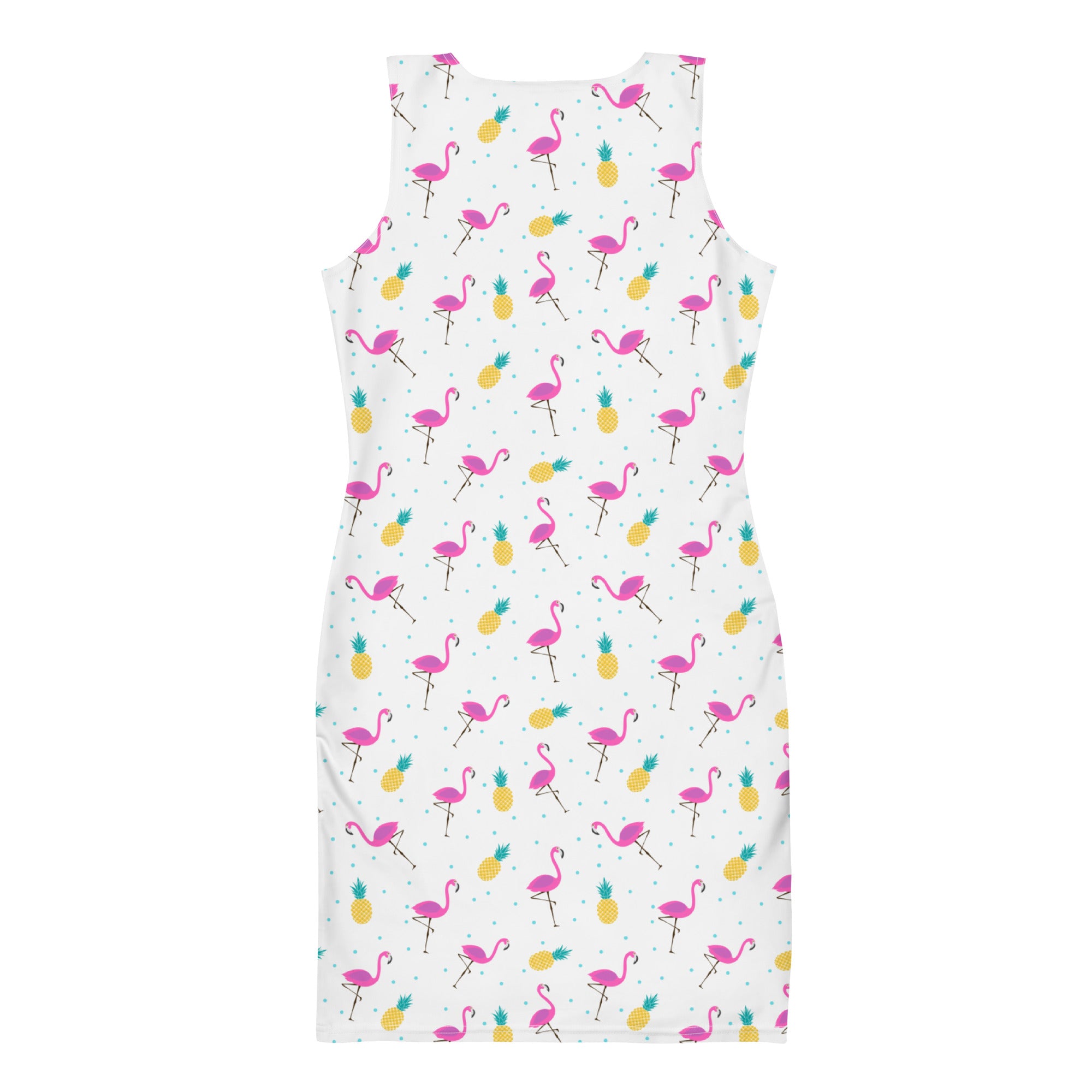 Preppy Pink Flamingo Print Pool Party Bodycon Dress