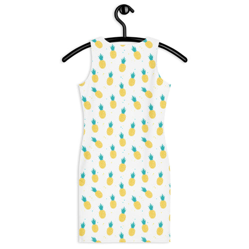Aesthetic Summer Pineapple Print Beach Party Bodycon Dress
