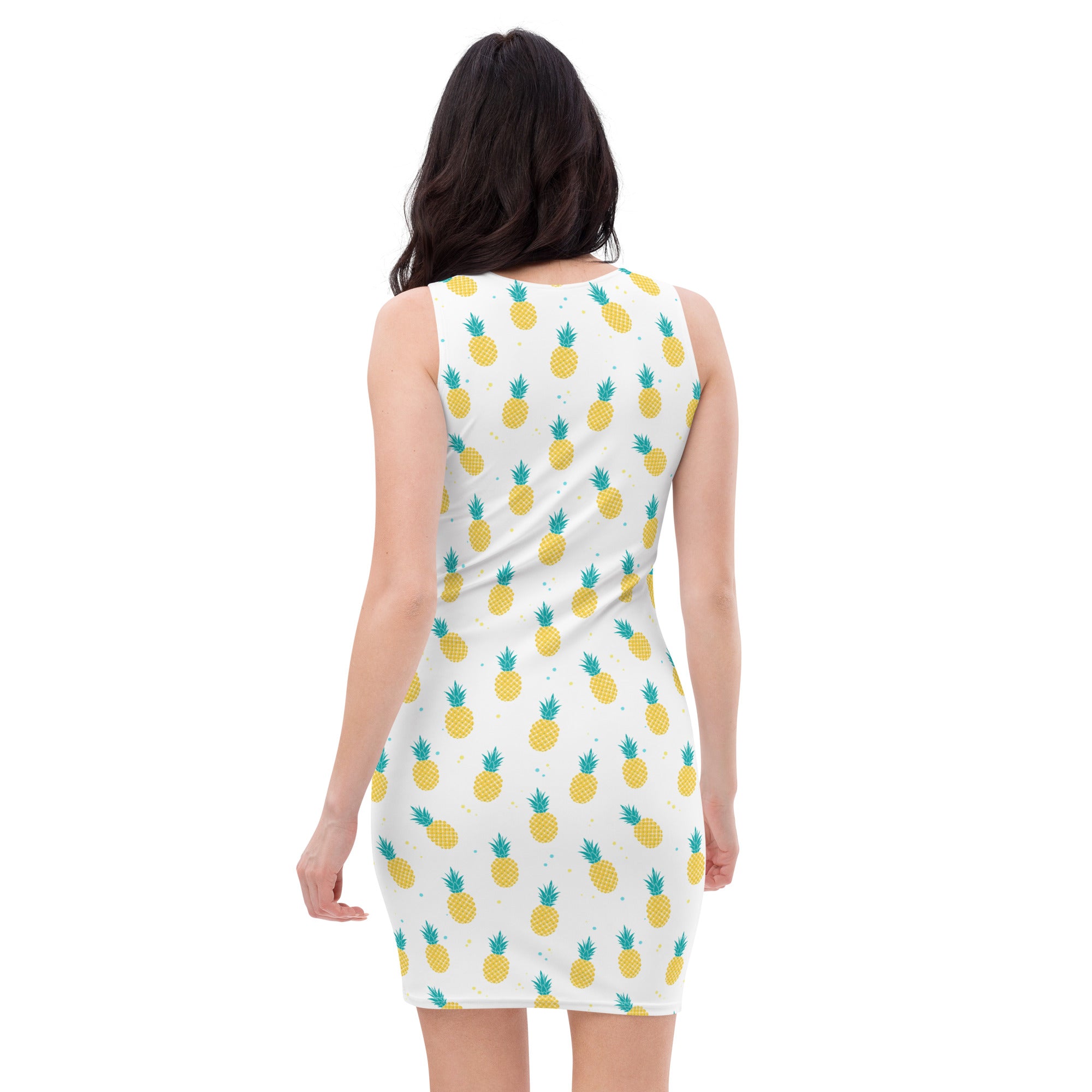Aesthetic Summer Pineapple Print Beach Party Bodycon Dress