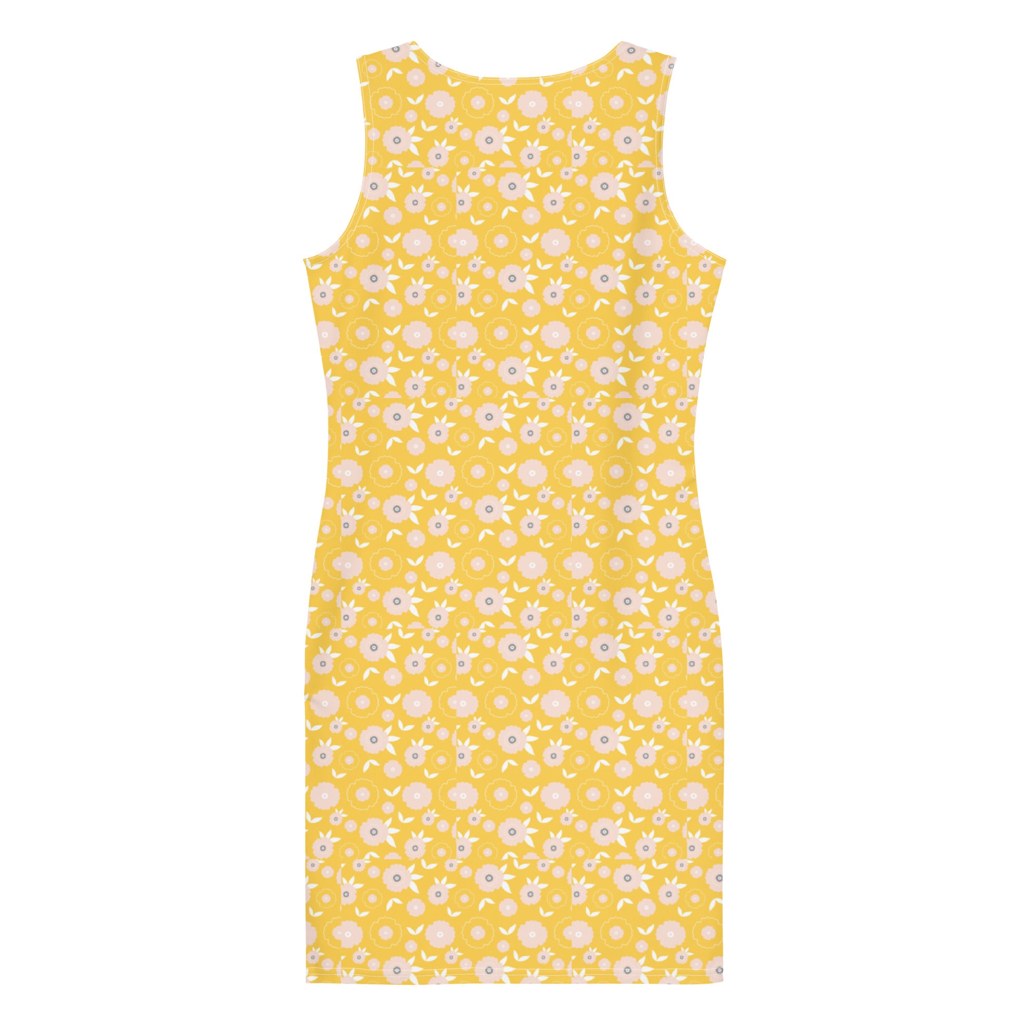 Preppy Sunshine Yellow Floral Bodycon Mini Dress
