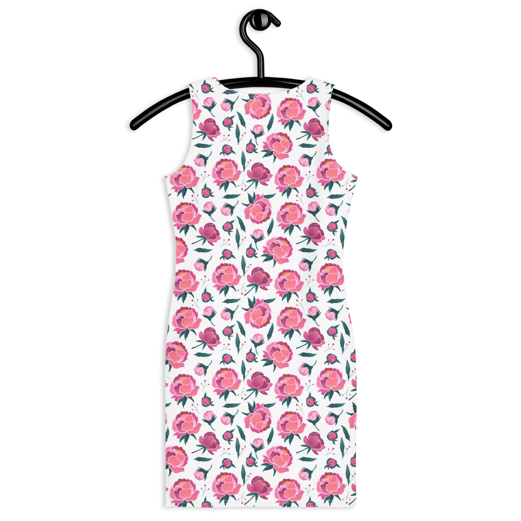 Preppy Pink Floral Print Summer Aesthetic Bodycon Dress