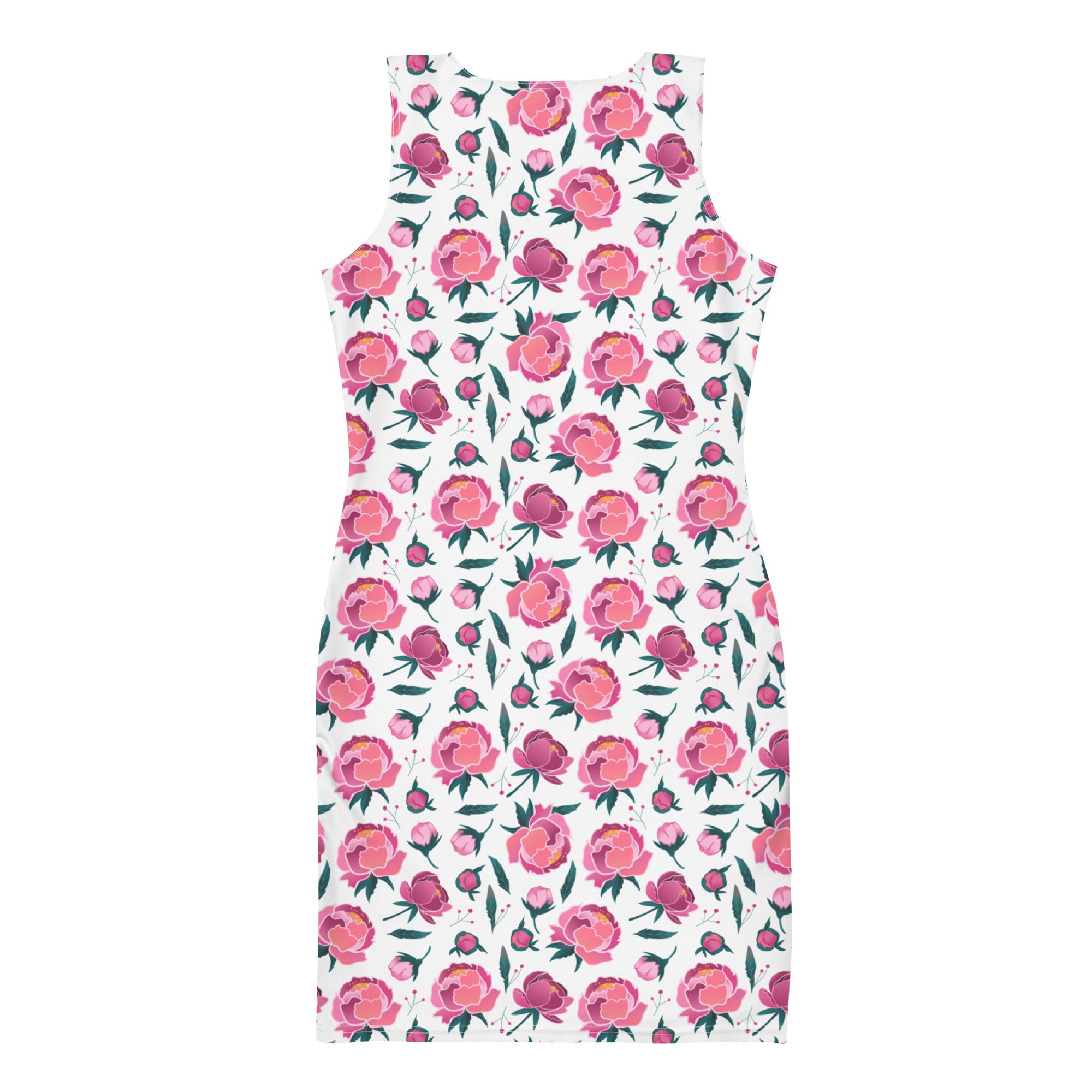 Preppy Pink Floral Print Summer Aesthetic Bodycon Dress