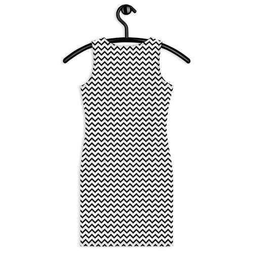Preppy Black & White Zig Zag Horizontal Striped Bodycon Dress