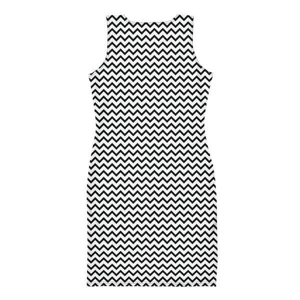 chevron dress black and white Preppy Black & White Zig Zag Horizontal Striped Bodycon Dress