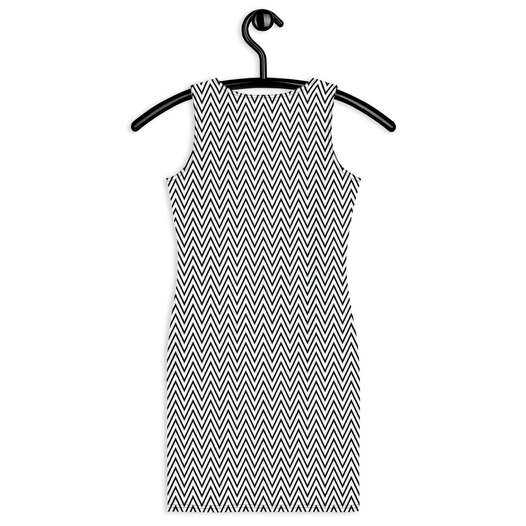 Aesthetic Black & White Zig Zag Bodycon Mini Dress